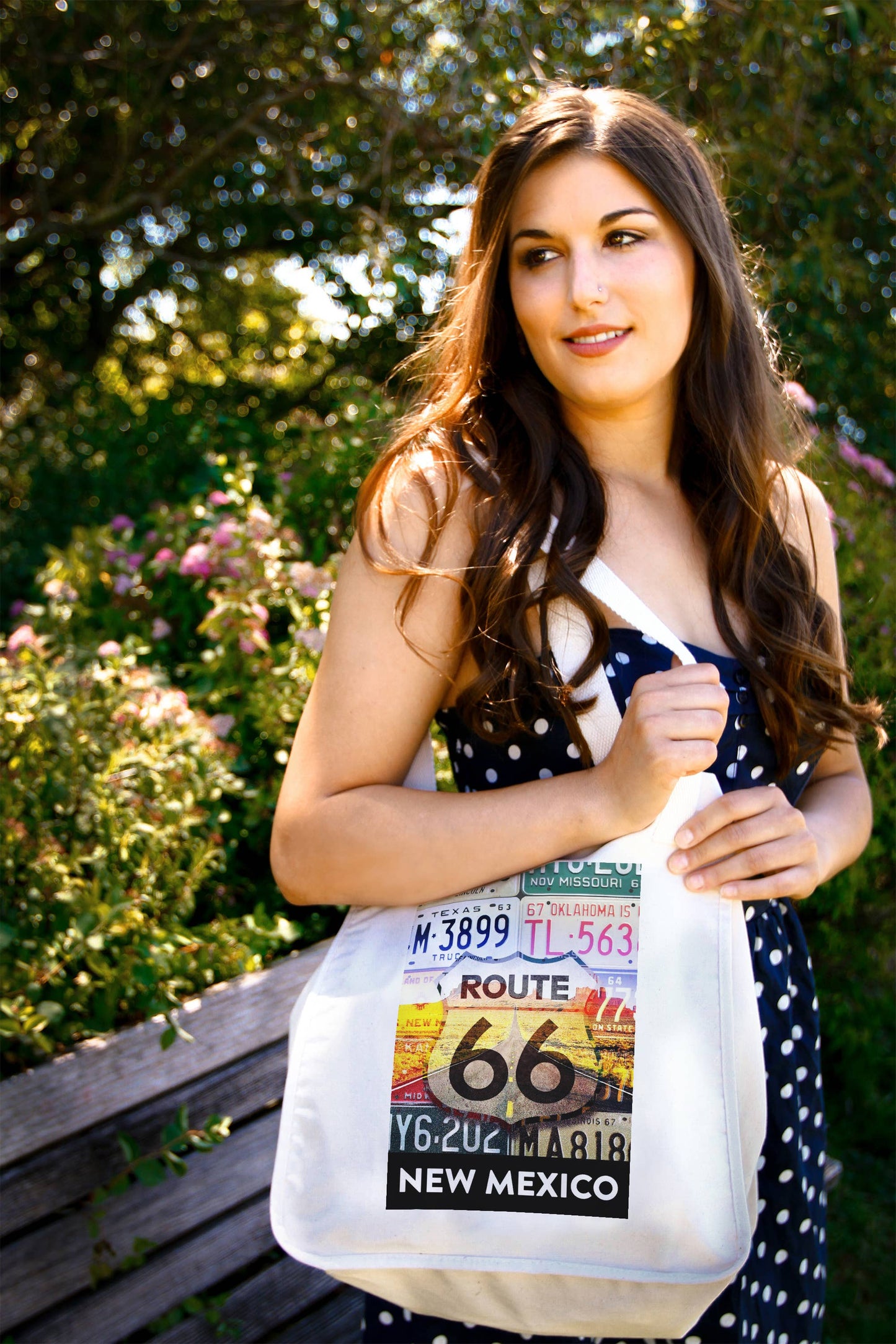 ORGANIC TOTE BAG New Mexico, Route 66, License Plates