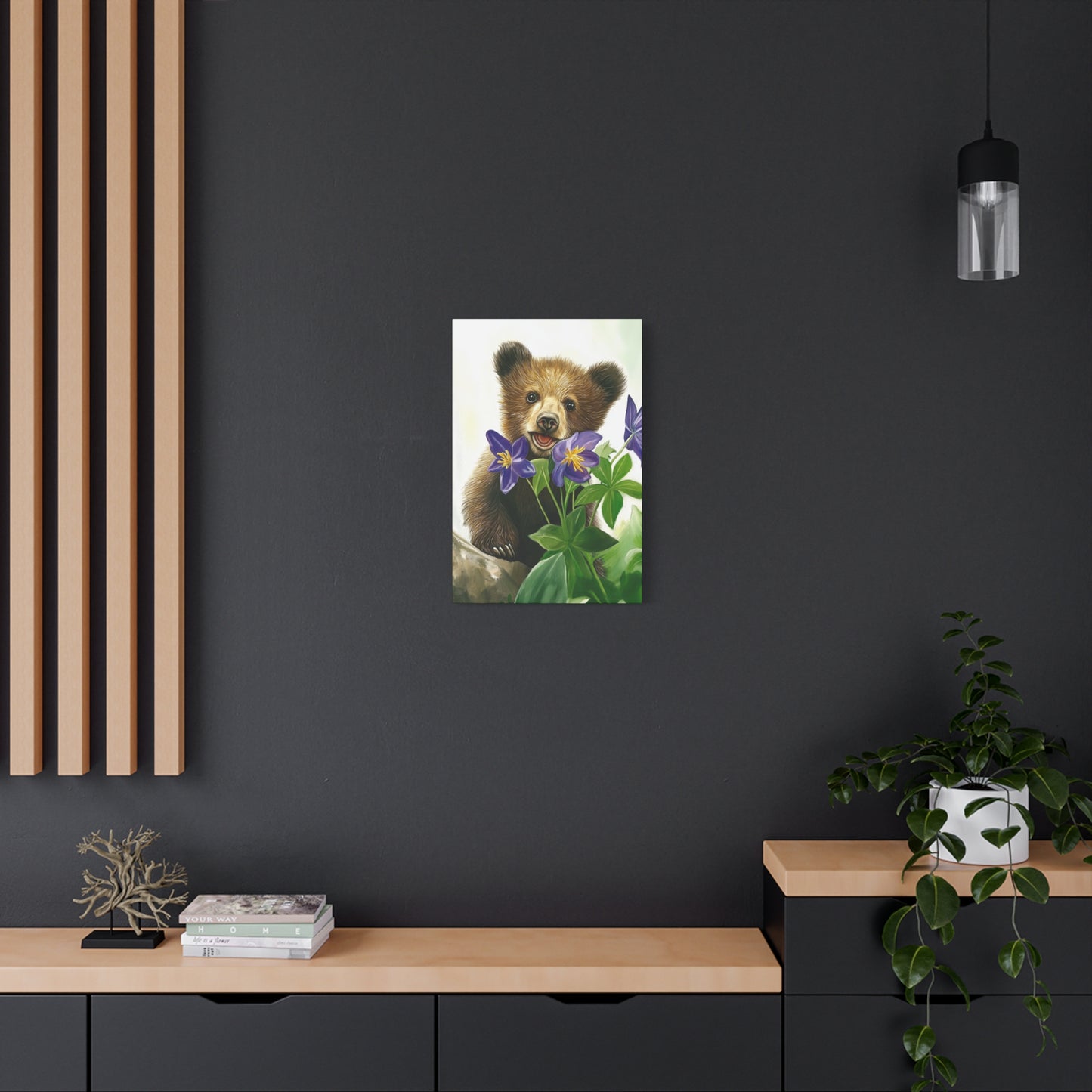 Cub with purple flower