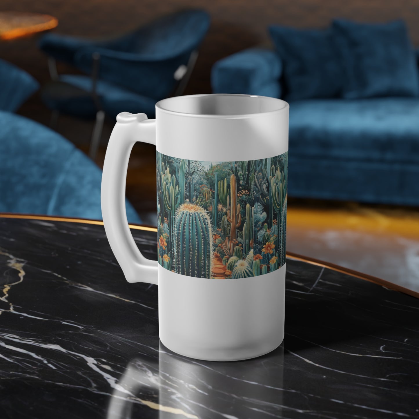 Cactus-Themed Frosted Glass Beer Mug - Perfect for Summer Parties & Outdoor Adventures