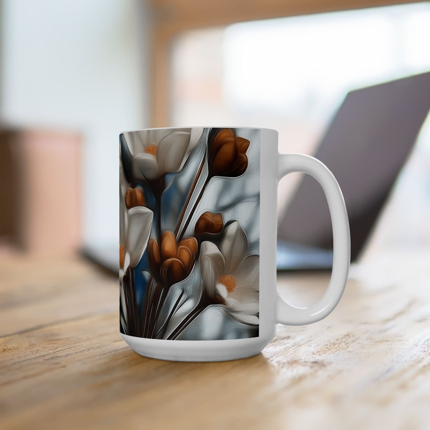 Floral Artisan Ceramic Mug - Elegant Coffee Cup for Home & Gifts