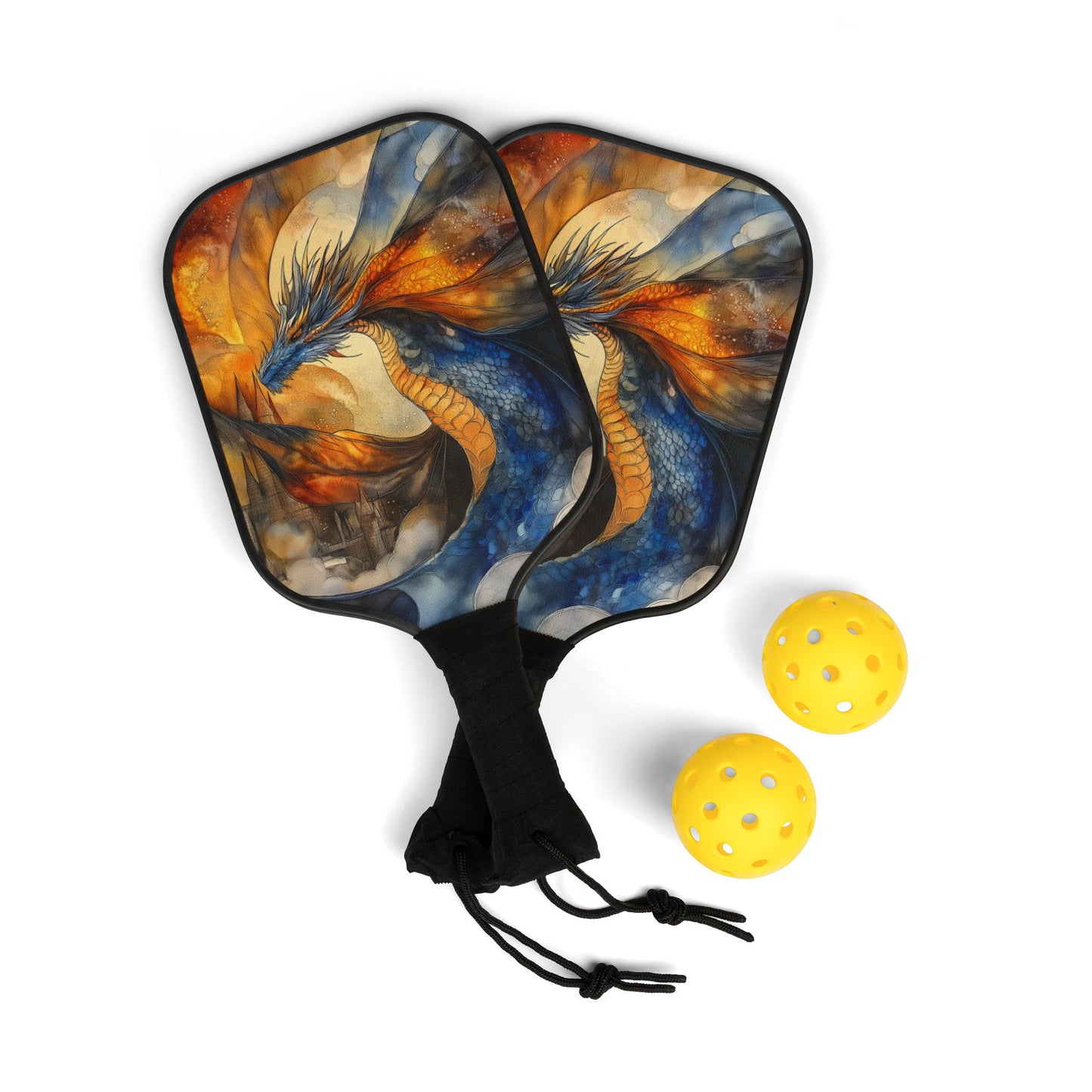 Dragon-Themed Pickleball Kit - Stunning Paddles & Balls for Enthusiasts