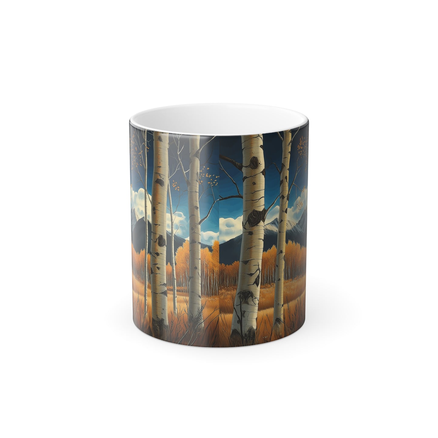 Color Morphing Mug with Aspen Trees Design - 11oz Coffee Cup for Nature Lovers