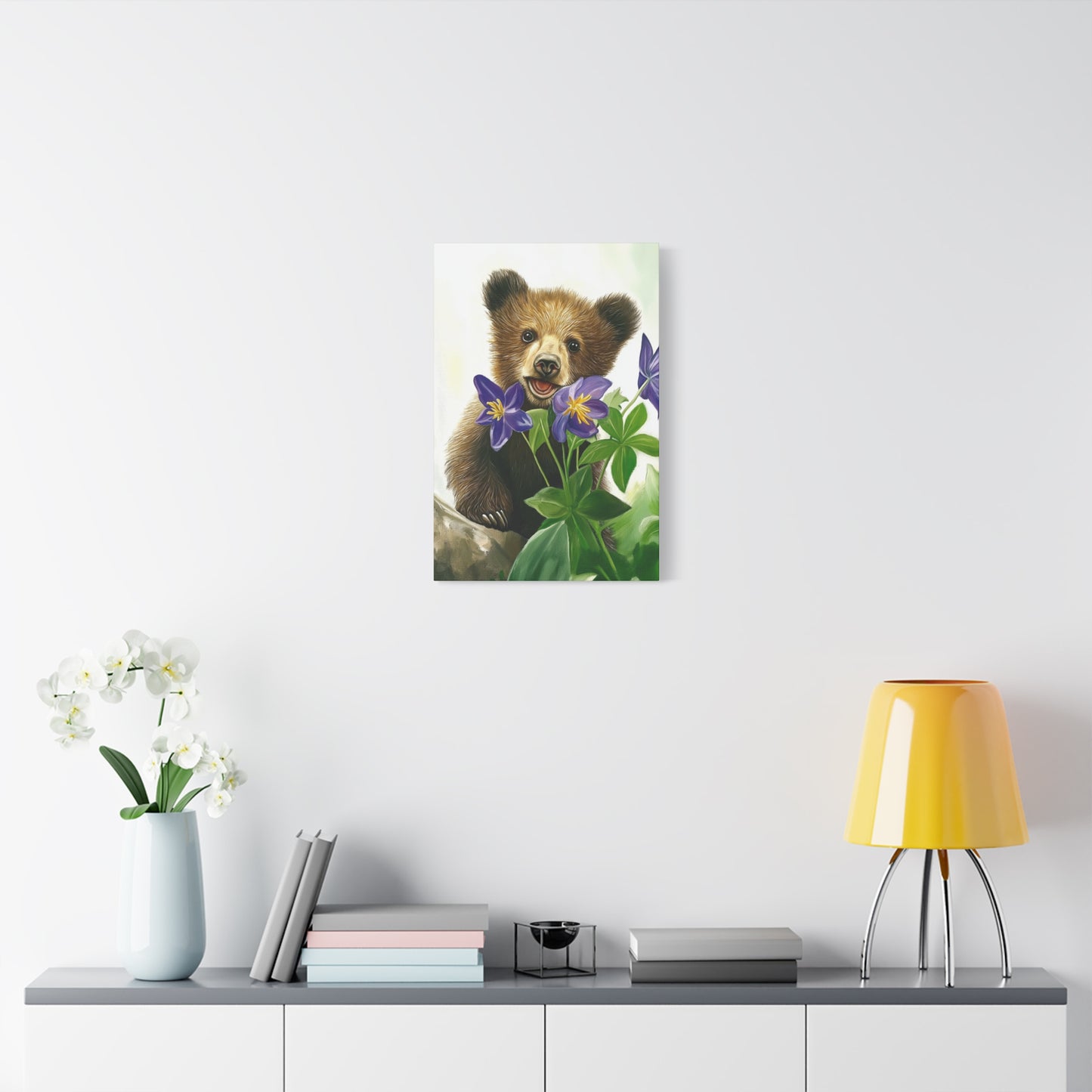 Cub with purple flower