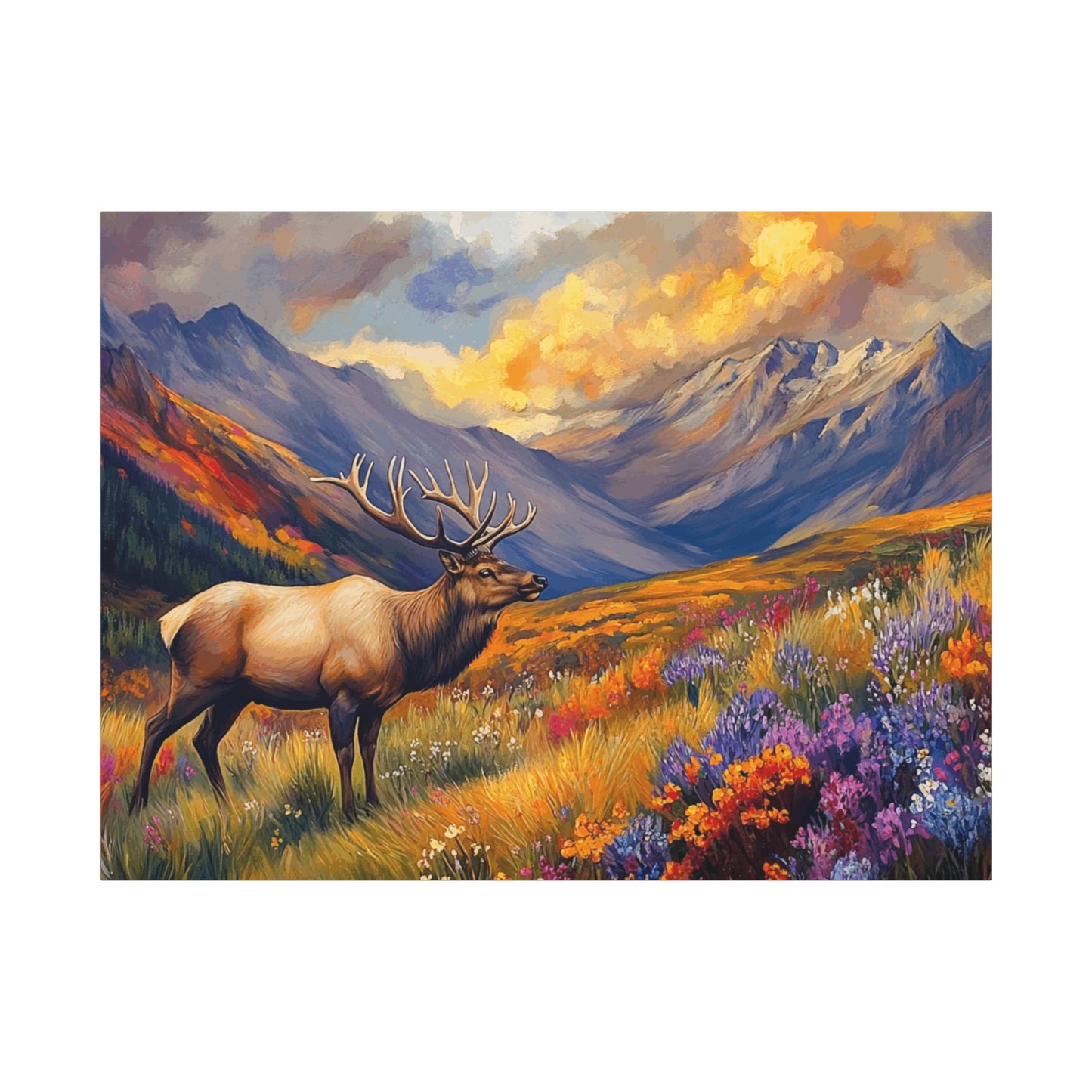 Elk Mountain Landscape Canvas Art - Nature Wall Decor
