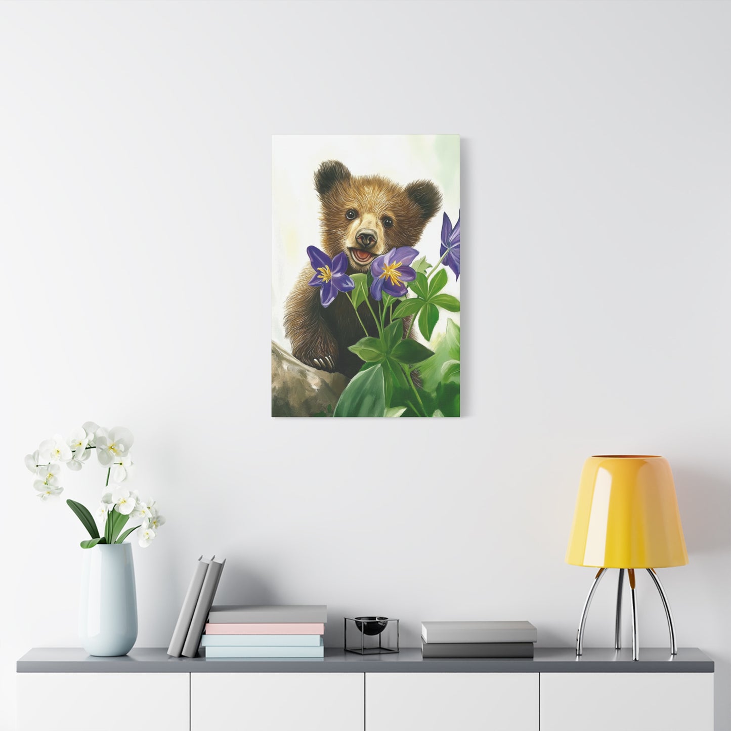 Cub with purple flower