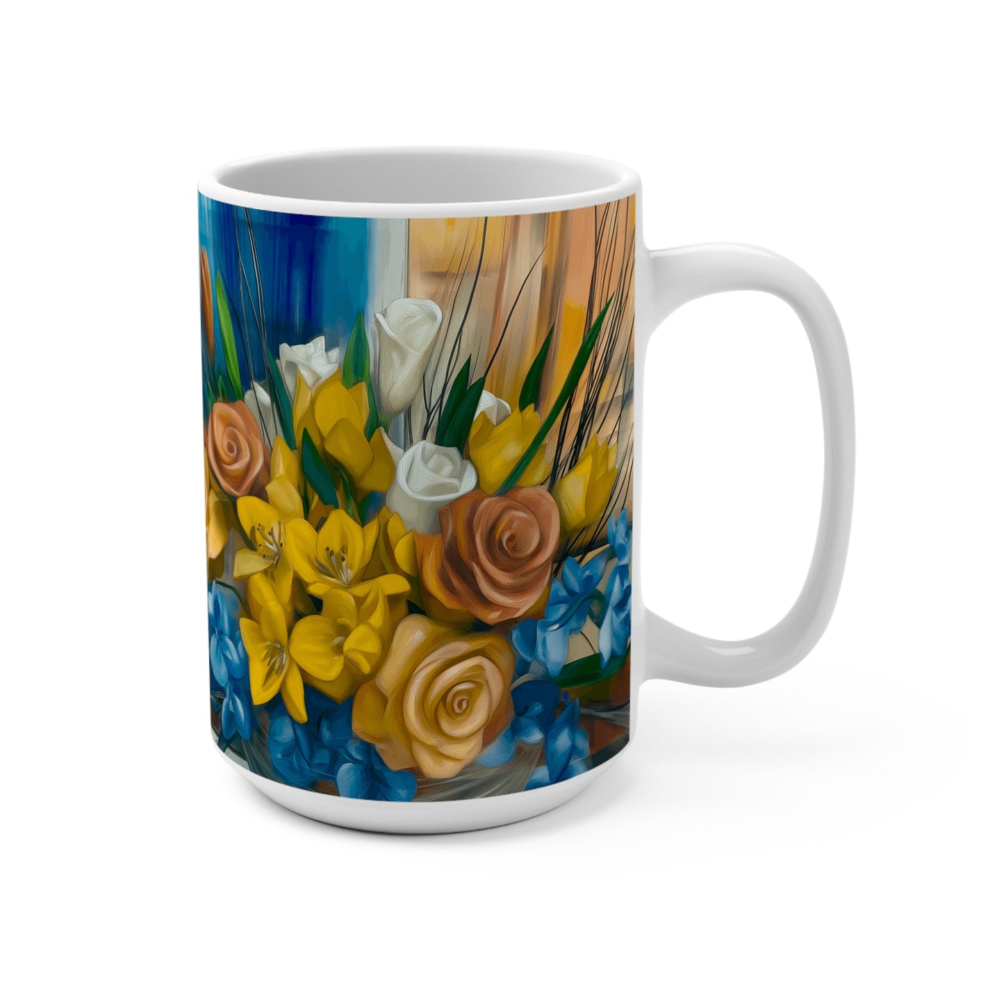 Colorful Floral Mug - 15oz - Perfect Gift for Flower Lovers and Celebrations