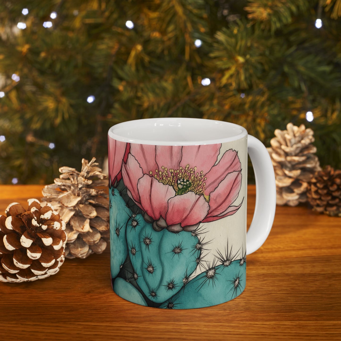 Whimsical Cactus Ceramic Mug - 11oz & 15oz - Perfect for Plant Lovers & Gifts