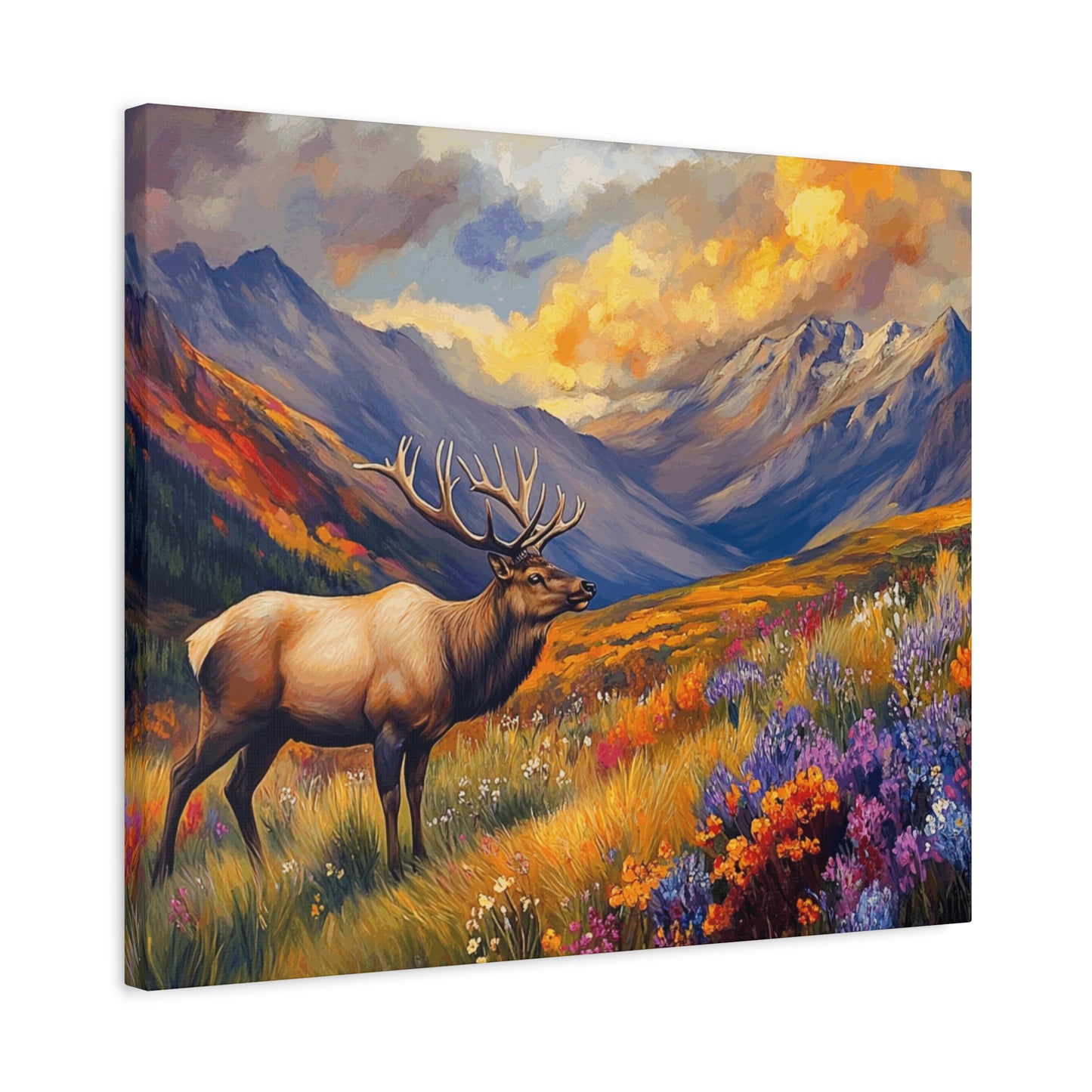Elk Mountain Landscape Canvas Art - Nature Wall Decor