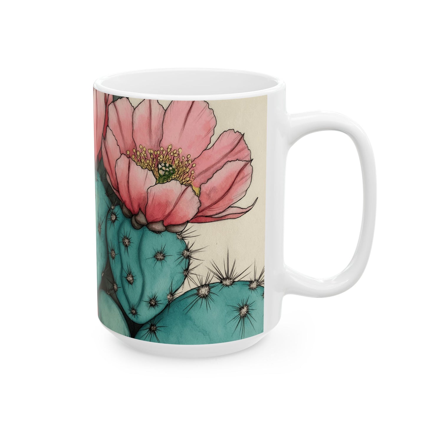 Whimsical Cactus Ceramic Mug - 11oz & 15oz - Perfect for Plant Lovers & Gifts