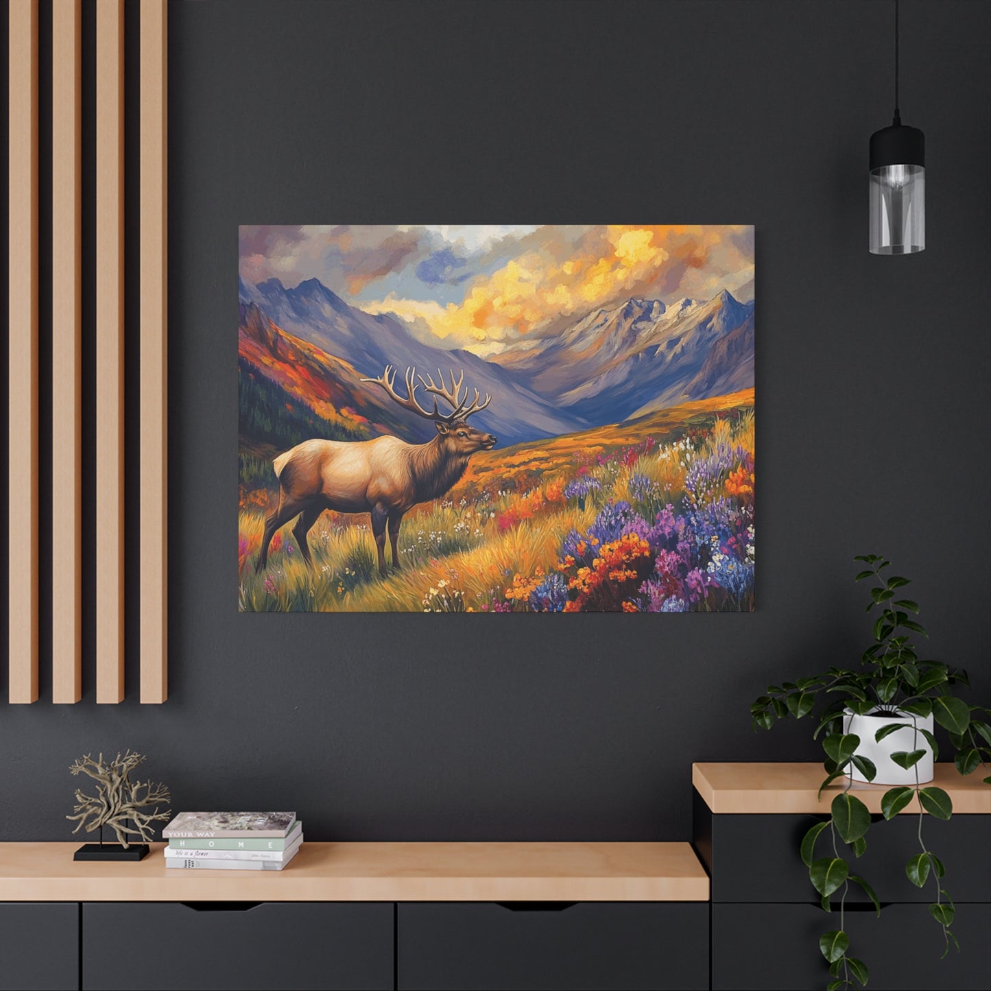 Elk Mountain Landscape Canvas Art - Nature Wall Decor