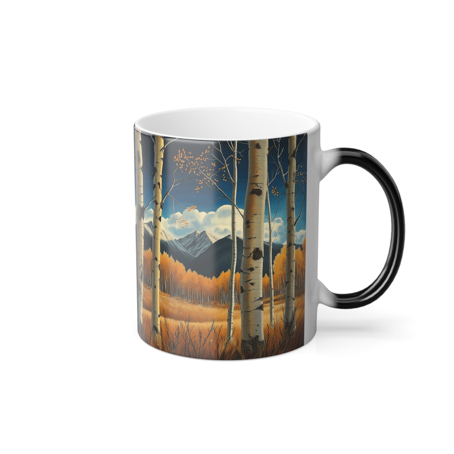 Color Morphing Mug with Aspen Trees Design - 11oz Coffee Cup for Nature Lovers