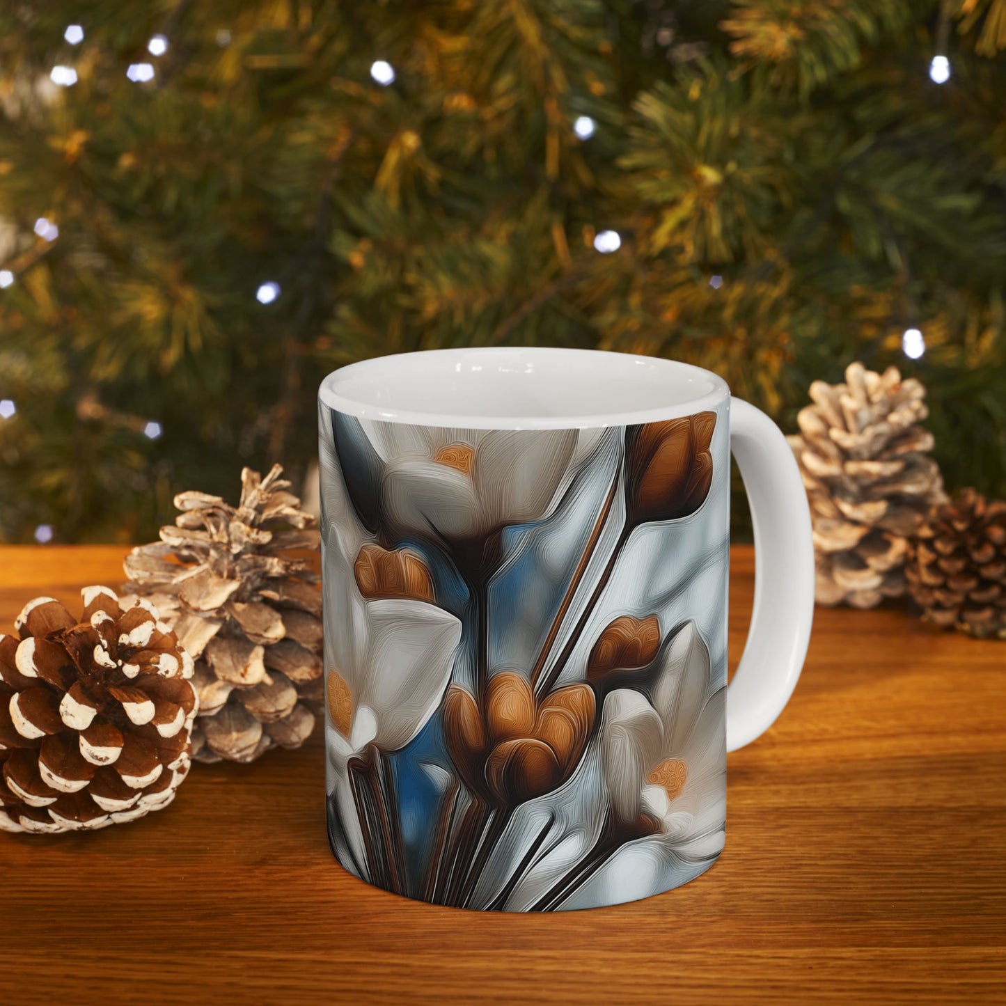 Floral Artisan Ceramic Mug - Elegant Coffee Cup for Home & Gifts