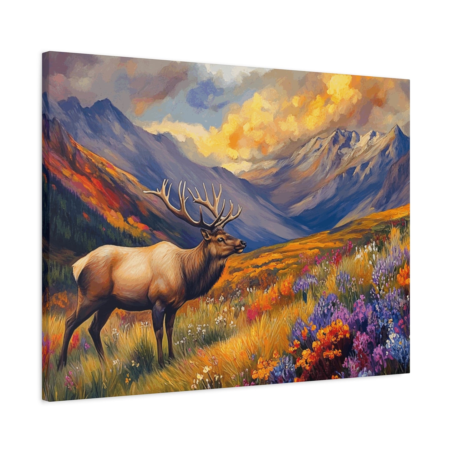 Elk Mountain Landscape Canvas Art - Nature Wall Decor
