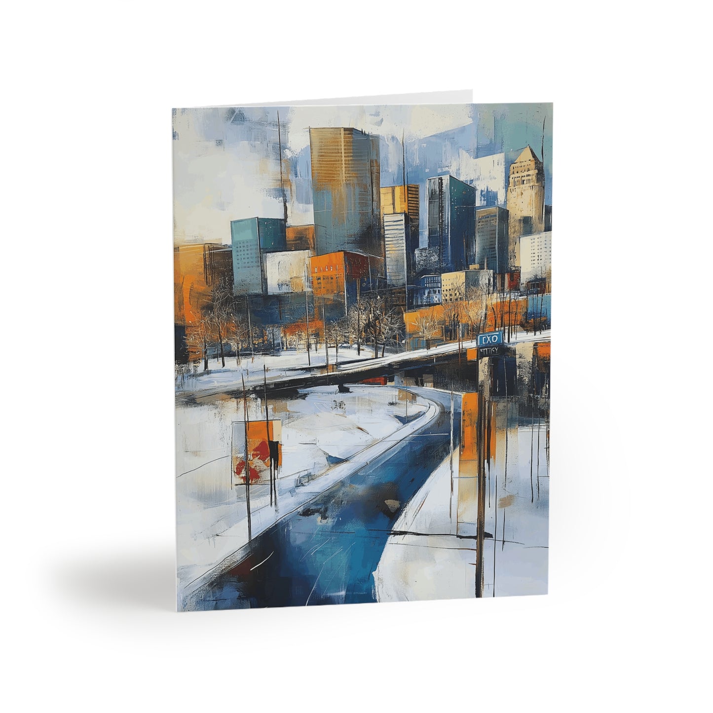 Artistic Winter Greeting Cards Set - 8 pcs