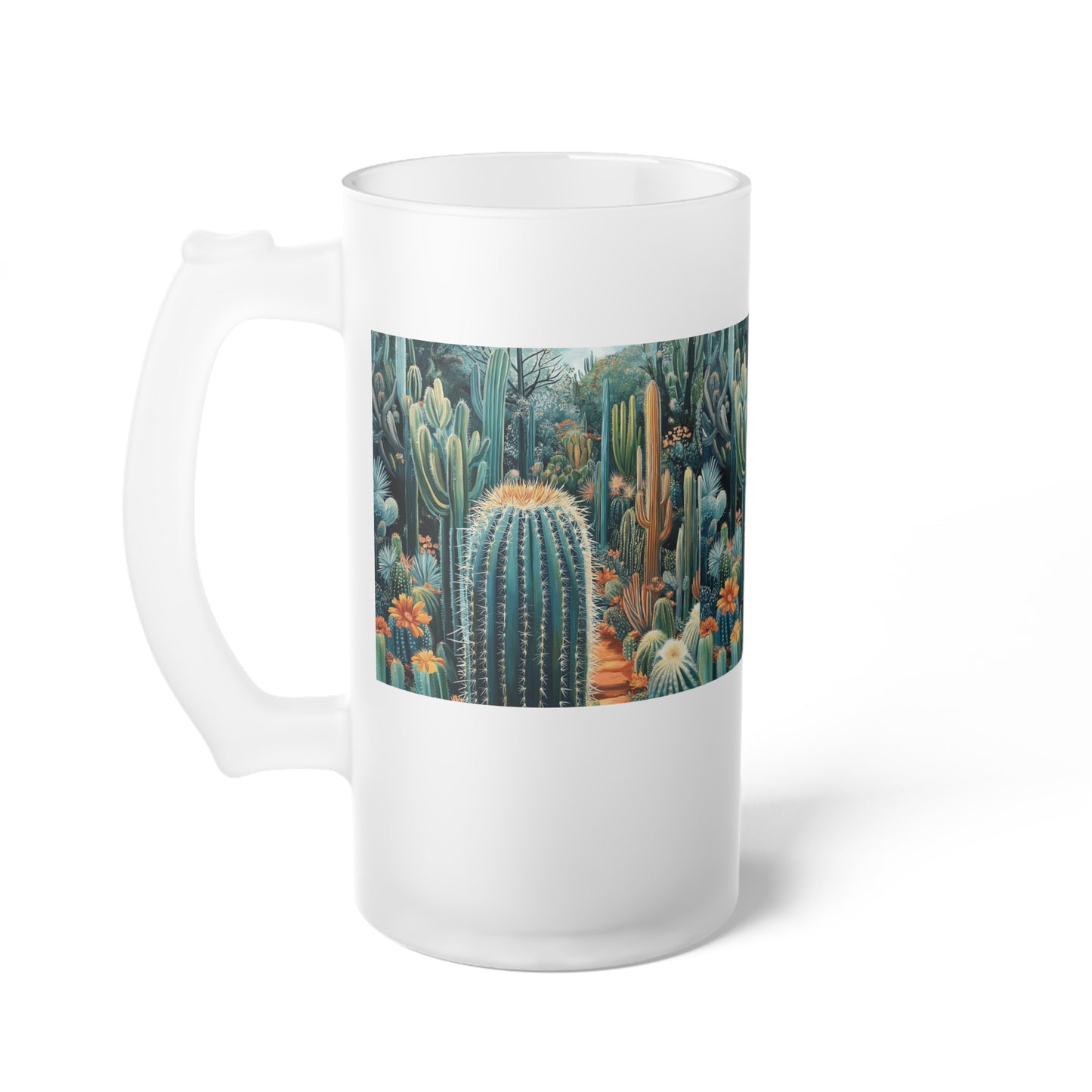 Cactus-Themed Frosted Glass Beer Mug - Perfect for Summer Parties & Outdoor Adventures