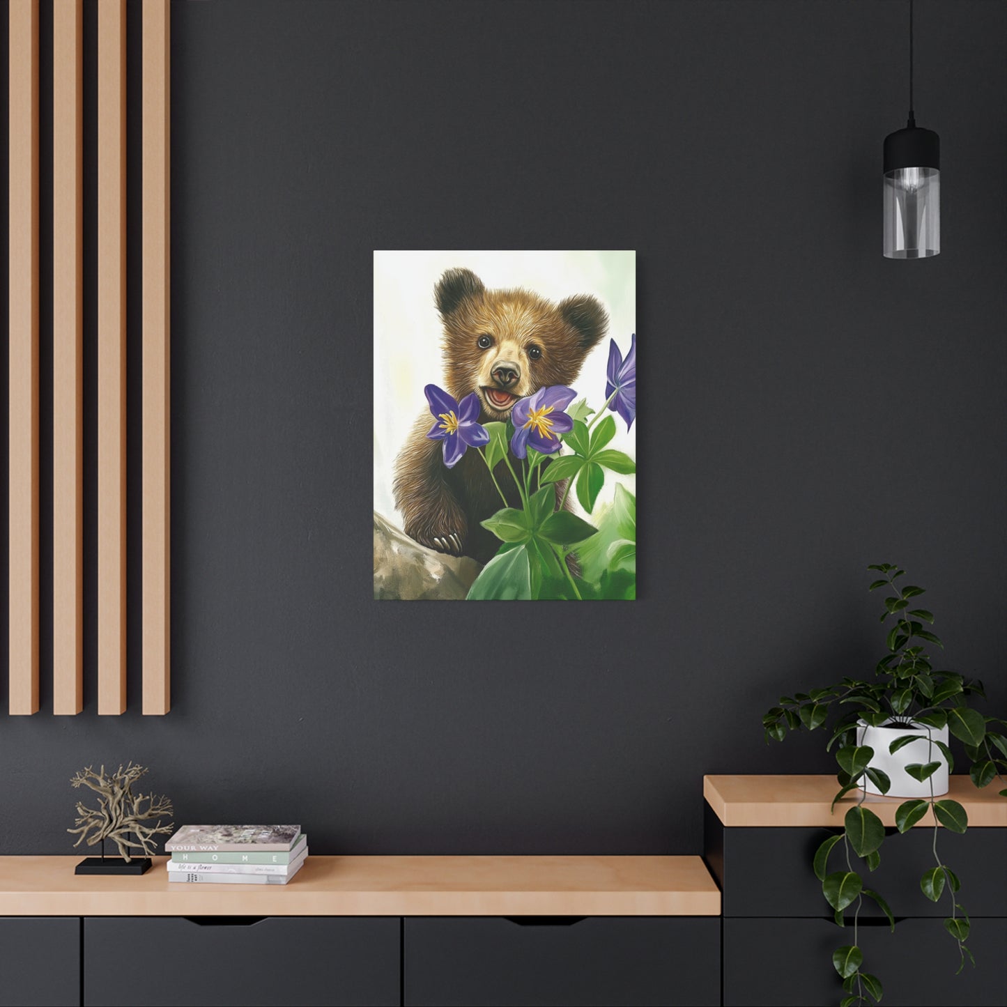 Cub with purple flower