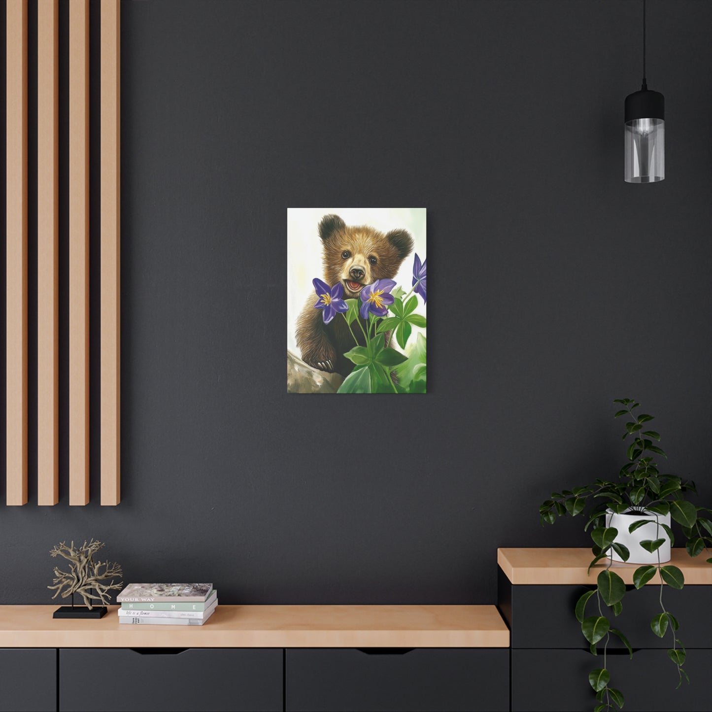 Cub with purple flower