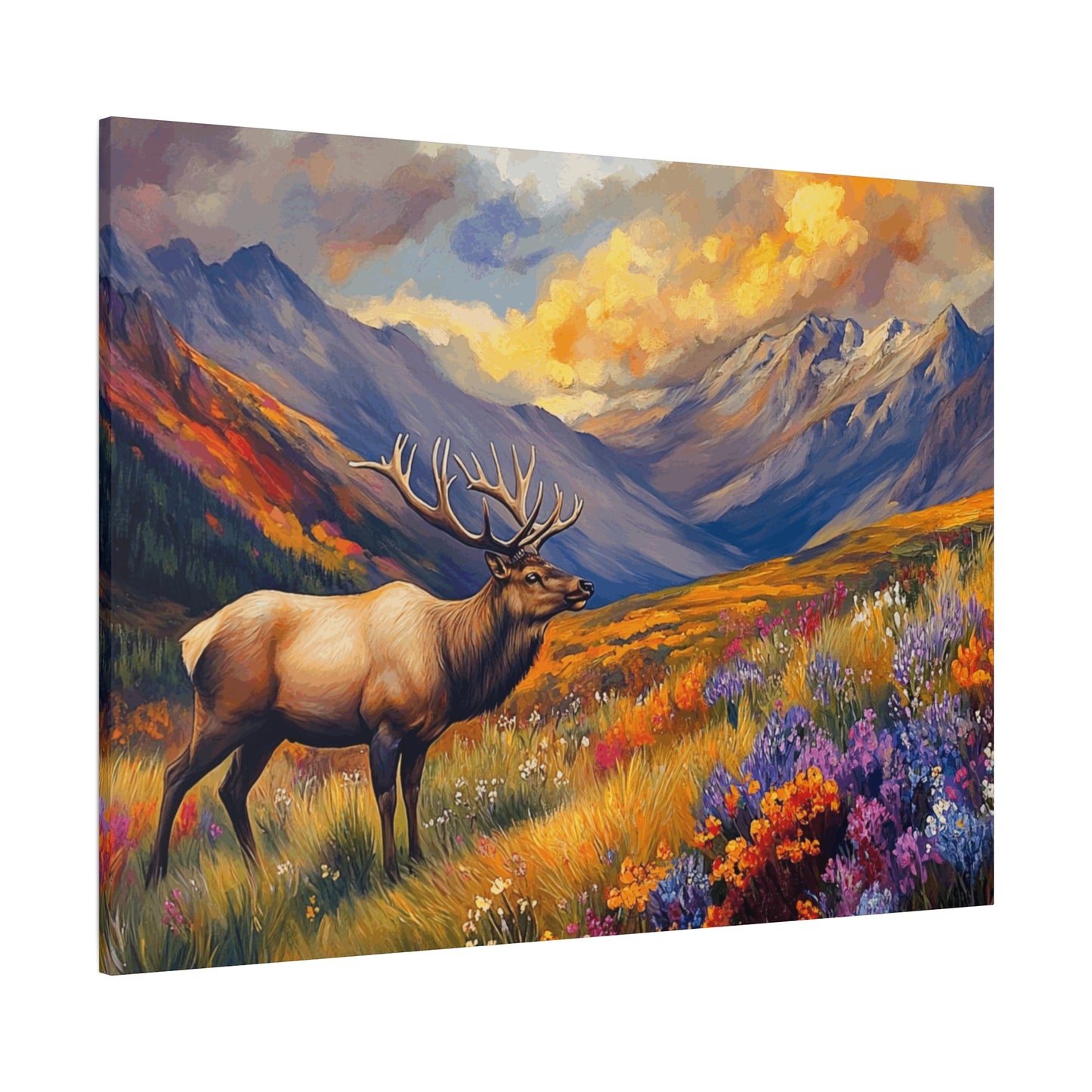 Elk Mountain Landscape Canvas Art - Nature Wall Decor