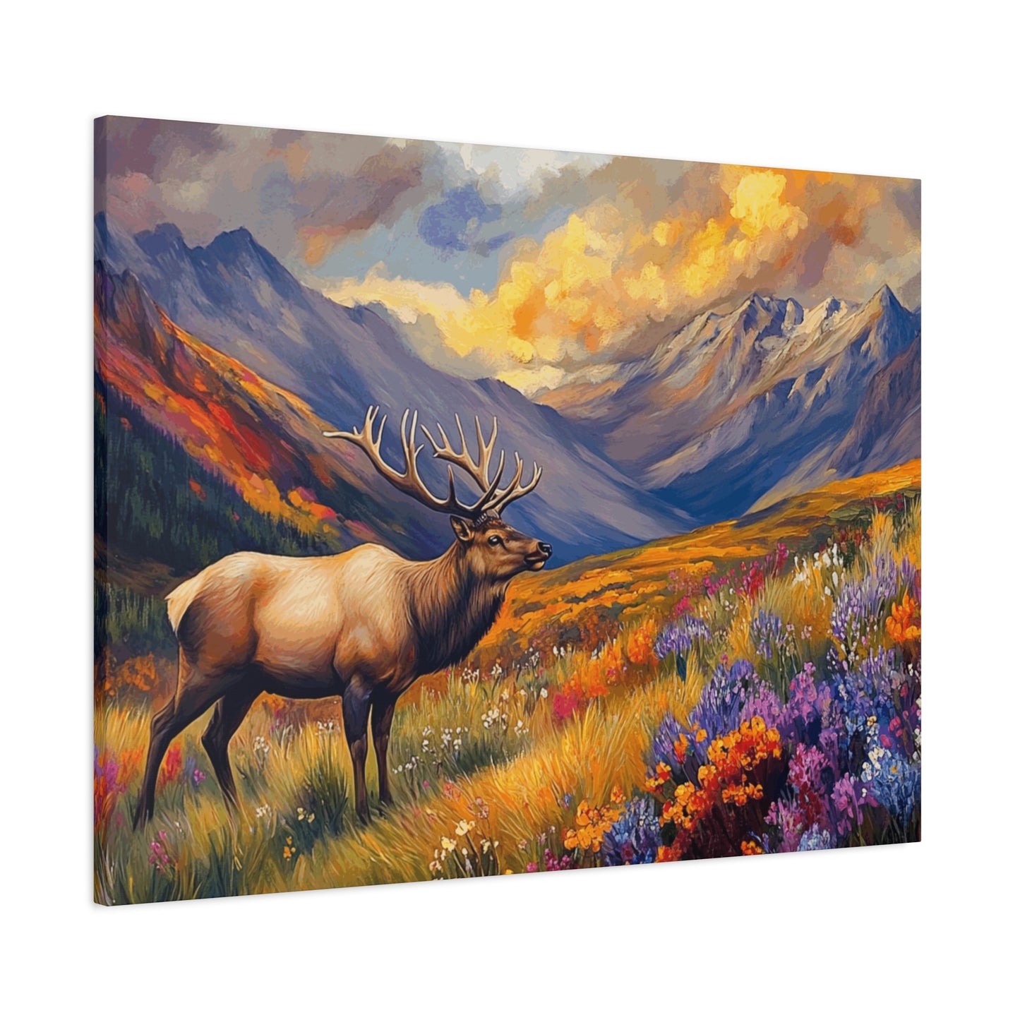 Elk Mountain Landscape Canvas Art - Nature Wall Decor