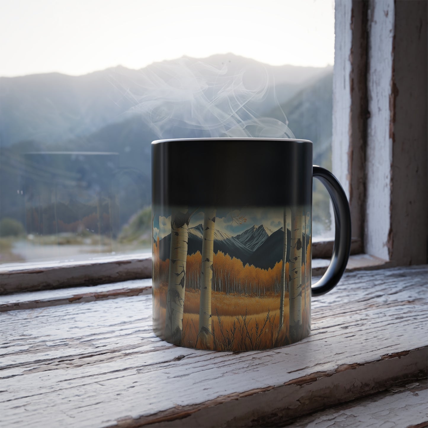 Color Morphing Mug with Aspen Trees Design - 11oz Coffee Cup for Nature Lovers