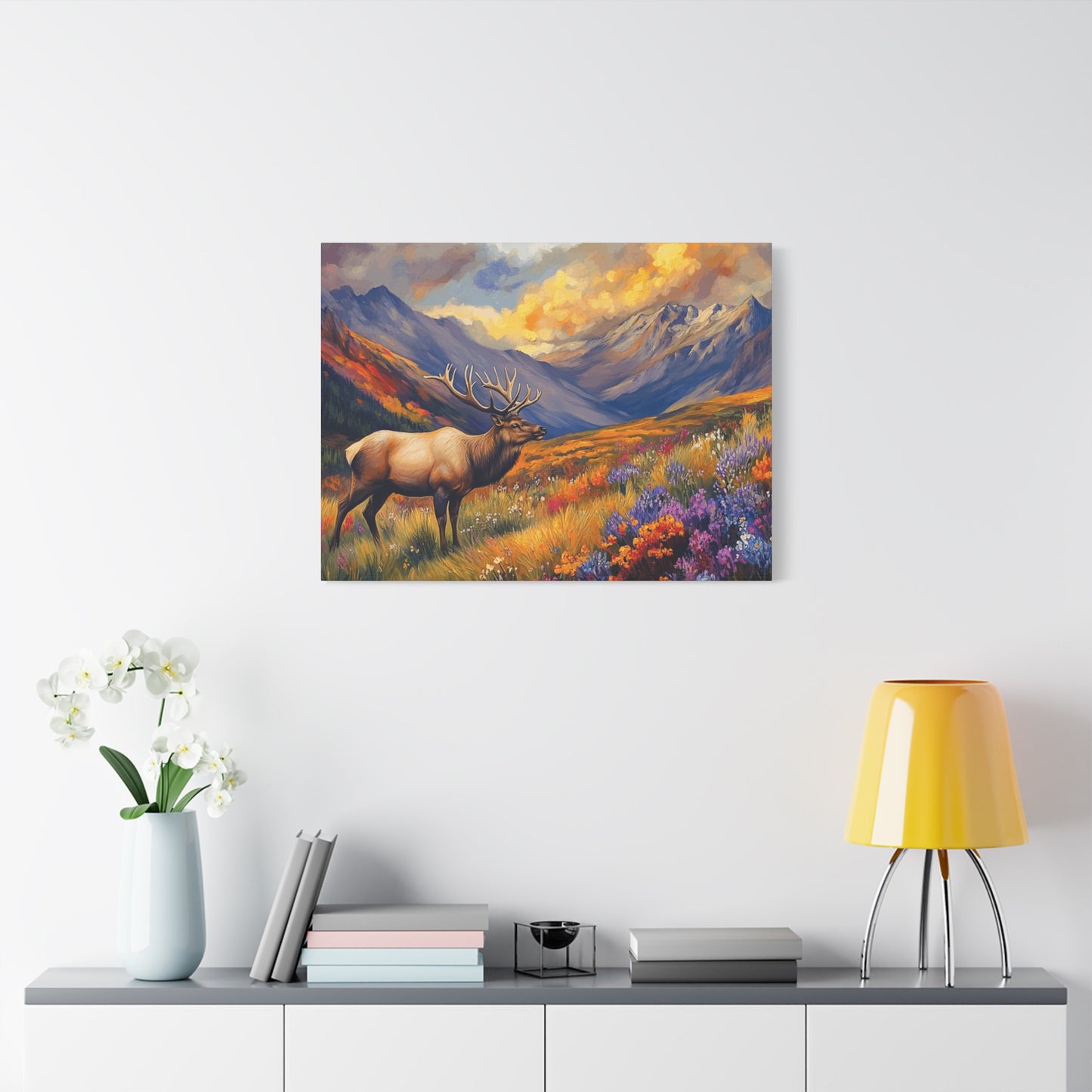 Elk Mountain Landscape Canvas Art - Nature Wall Decor