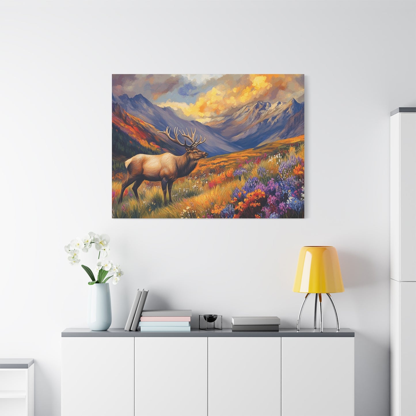 Elk Mountain Landscape Canvas Art - Nature Wall Decor