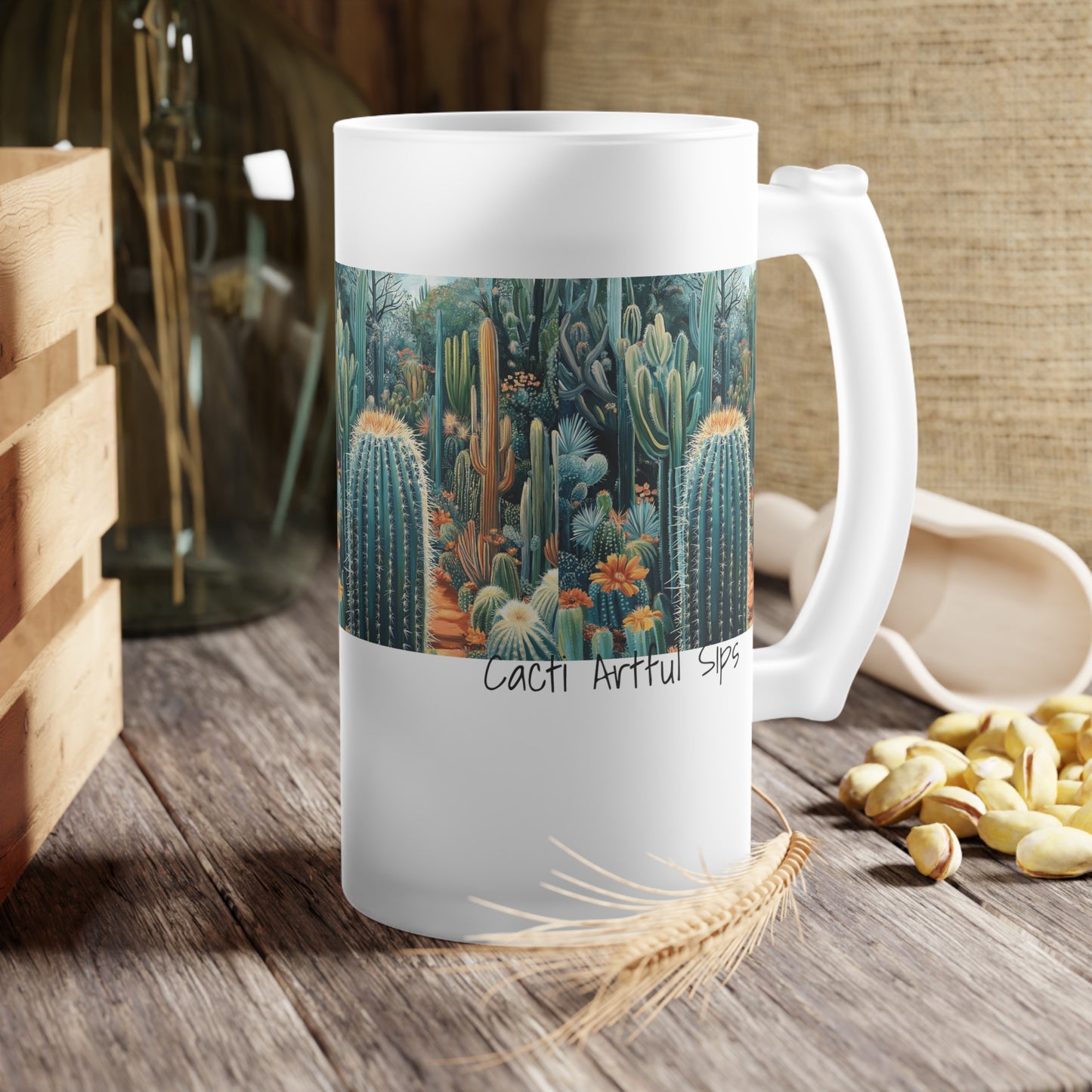 Cactus-Themed Frosted Glass Beer Mug - Perfect for Summer Parties & Outdoor Adventures