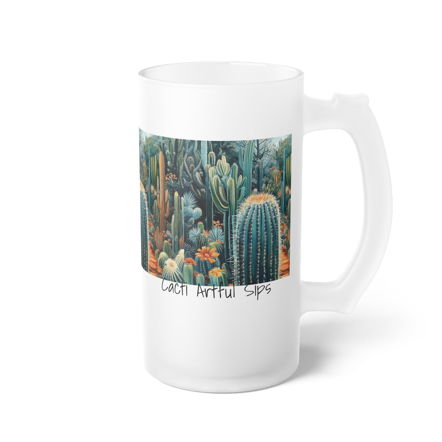 Cactus-Themed Frosted Glass Beer Mug - Perfect for Summer Parties & Outdoor Adventures