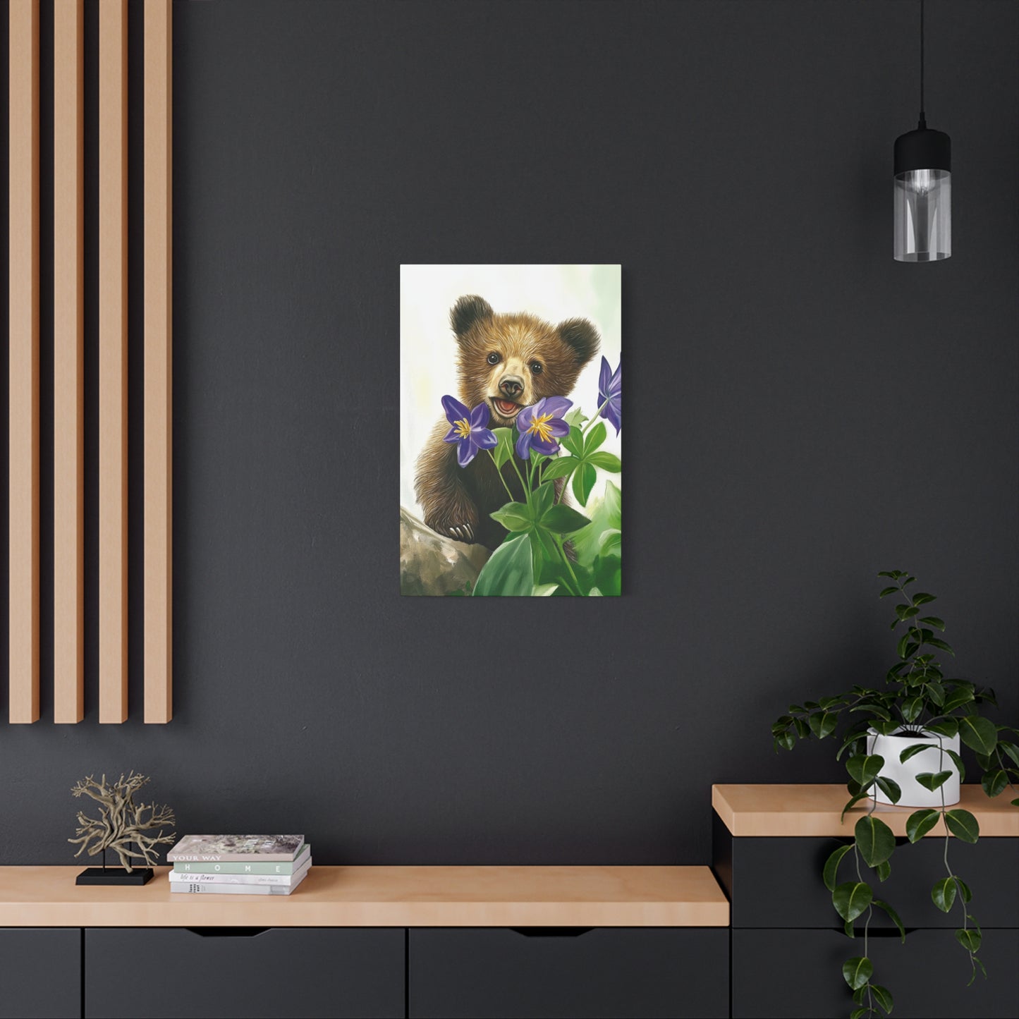 Cub with purple flower
