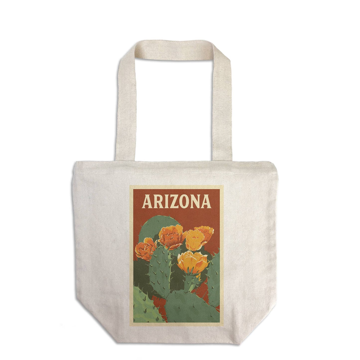 ORGANIC TOTE BAG Arizona, Prickly Pear Cactus Letterpress