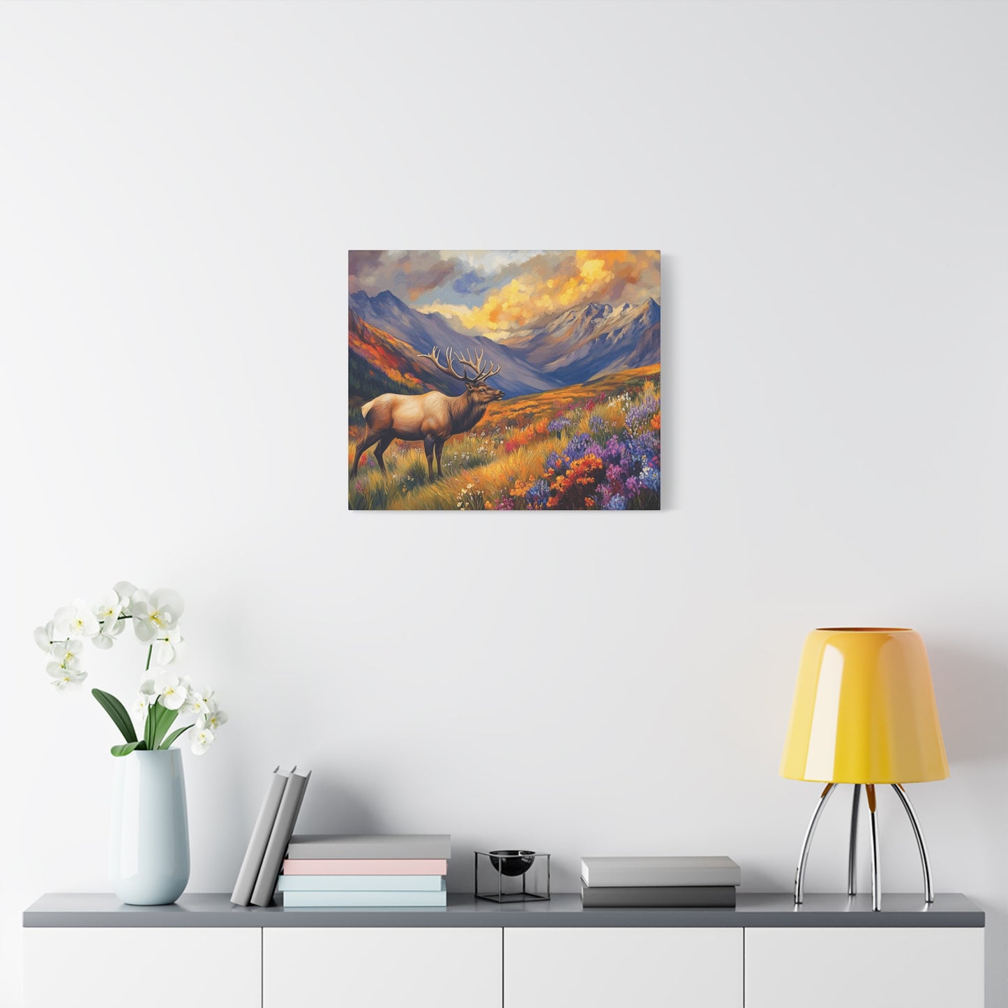 Elk Mountain Landscape Canvas Art - Nature Wall Decor
