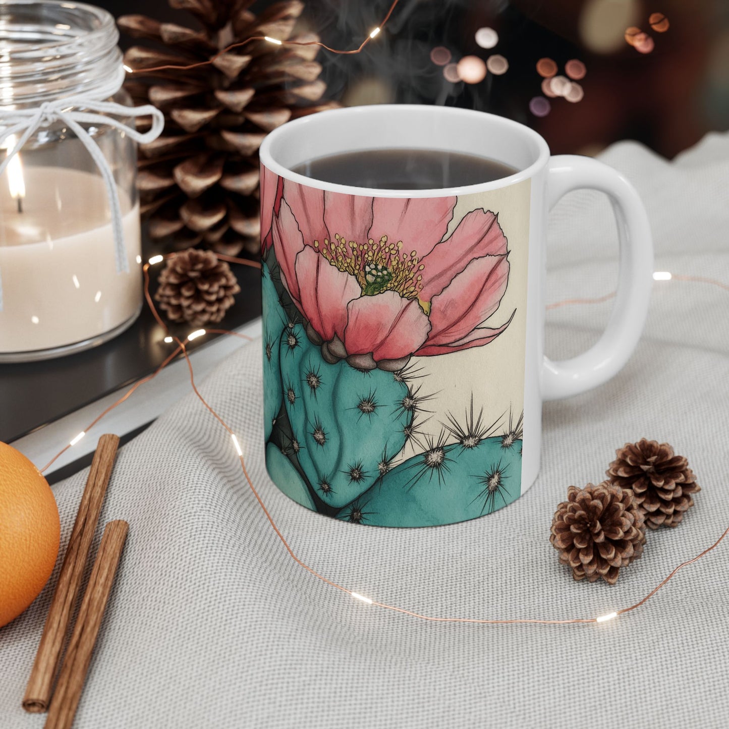 Whimsical Cactus Ceramic Mug - 11oz & 15oz - Perfect for Plant Lovers & Gifts