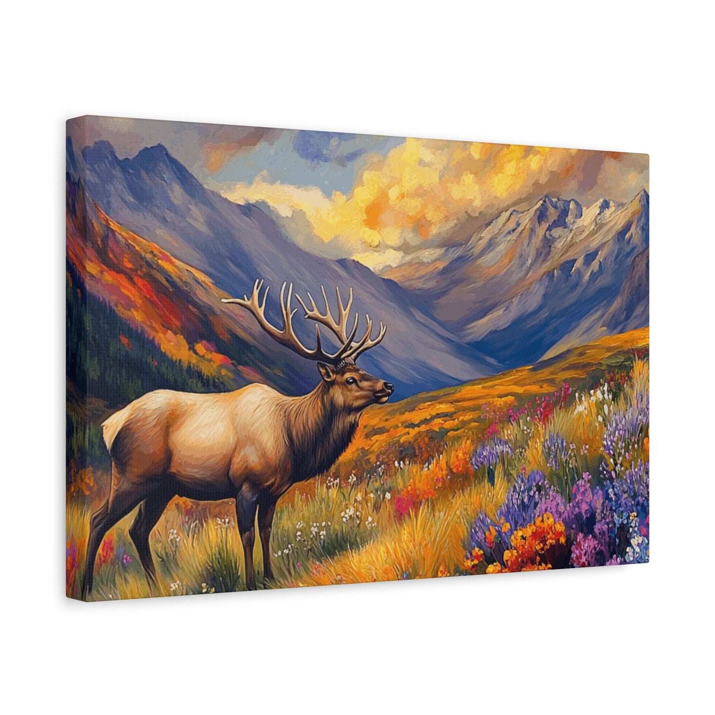 Elk Mountain Landscape Canvas Art - Nature Wall Decor
