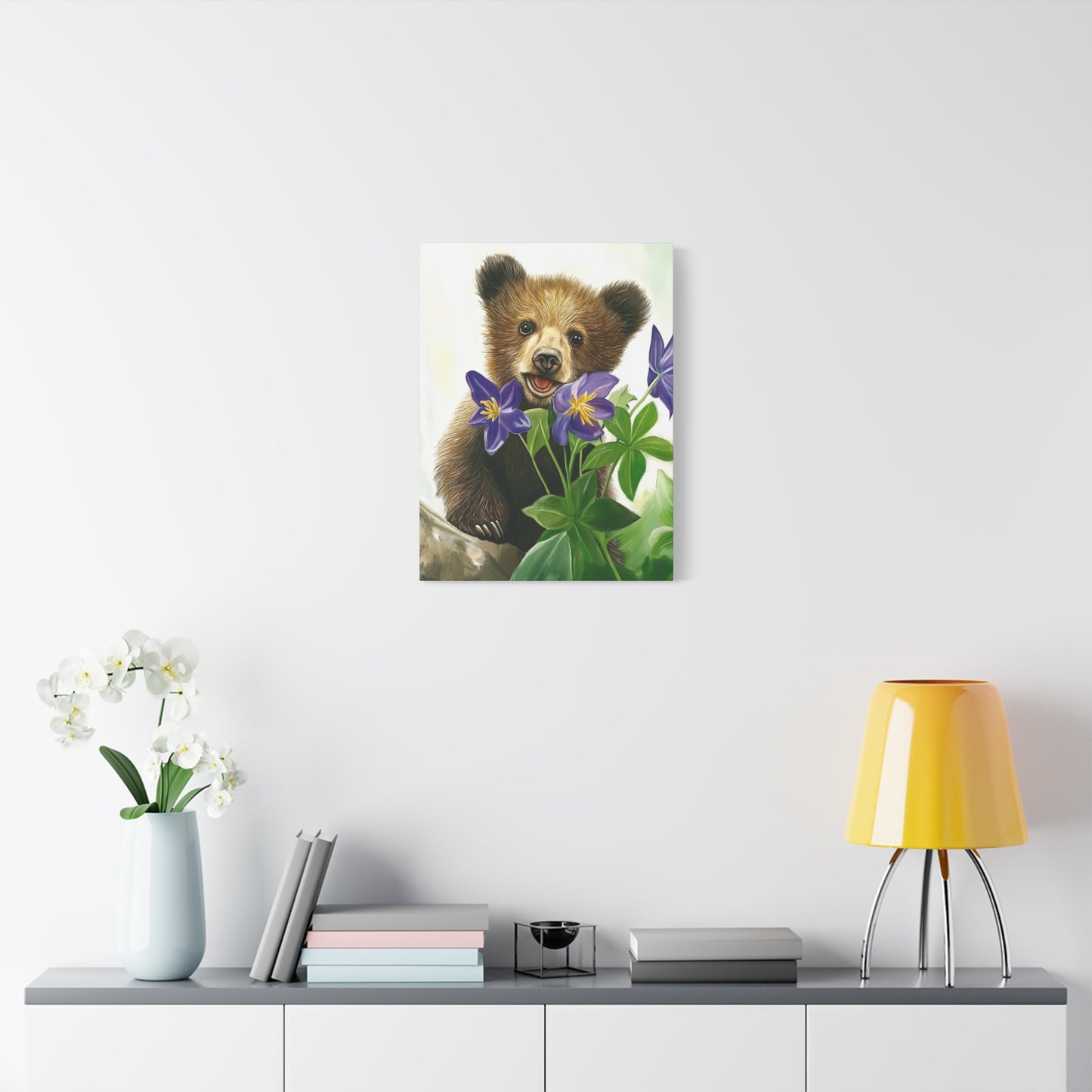Cub with purple flower