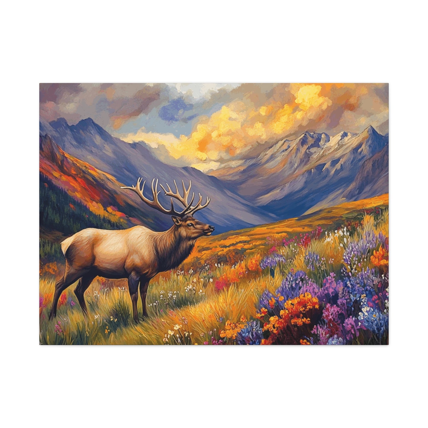 Elk Mountain Landscape Canvas Art - Nature Wall Decor
