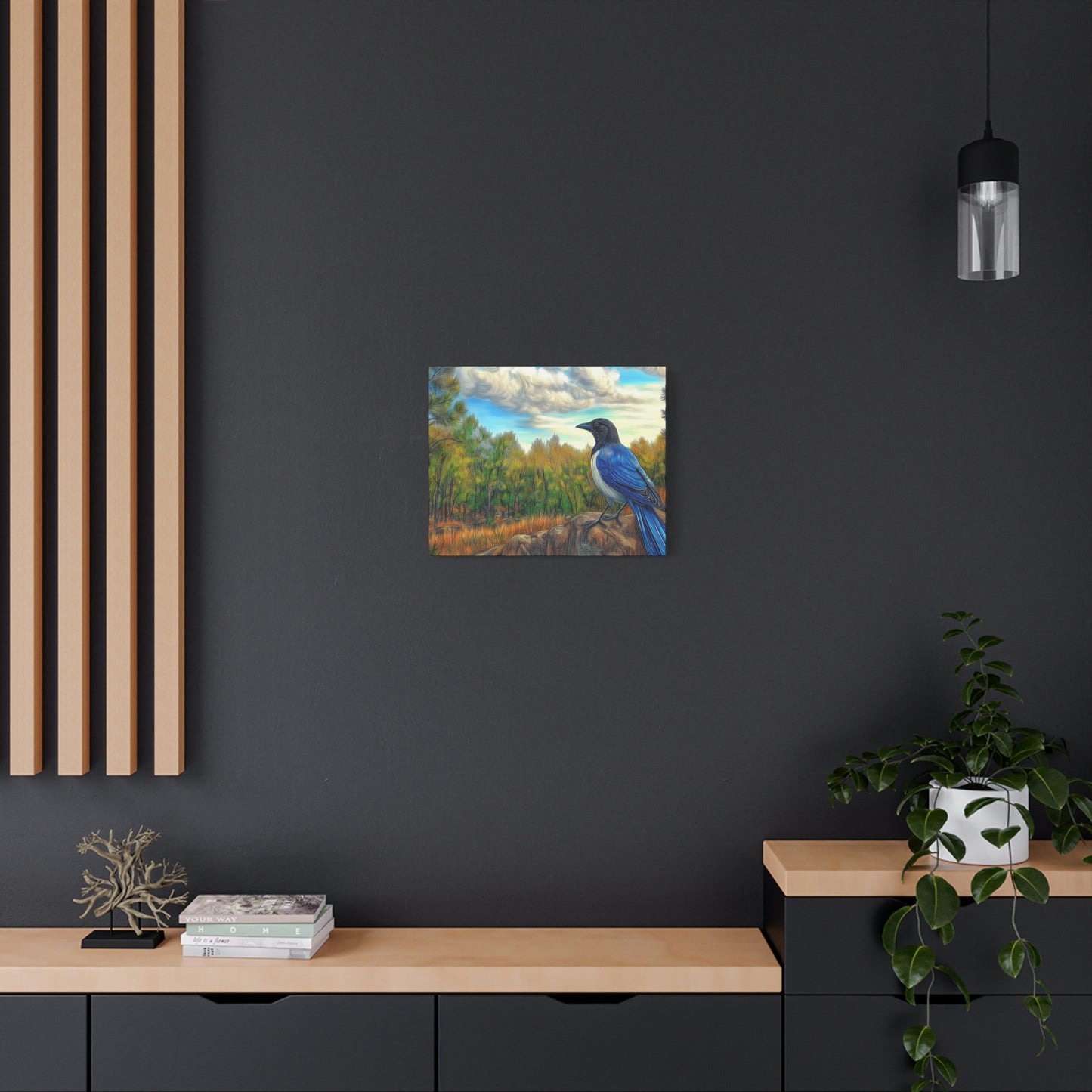 Canvas Print Blue Jay in Forest