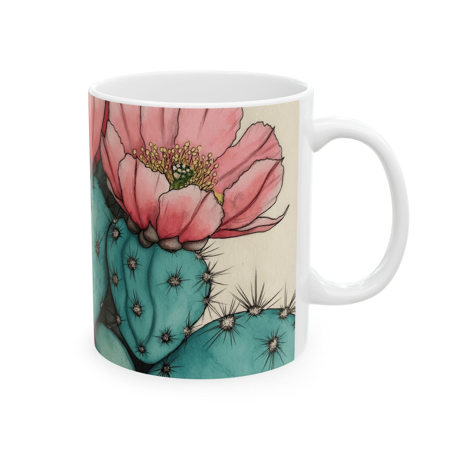 Whimsical Cactus Ceramic Mug - 11oz & 15oz - Perfect for Plant Lovers & Gifts