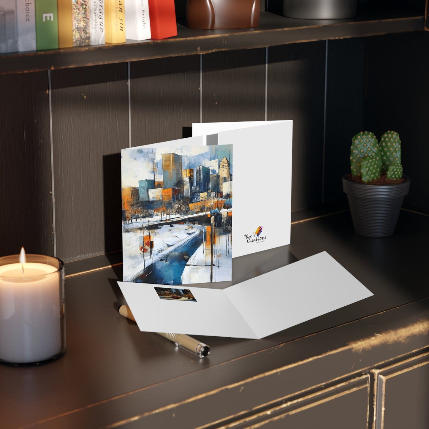 Artistic Winter Greeting Cards Set - 8 pcs