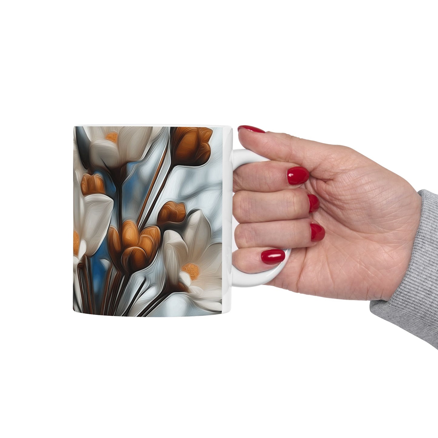 Floral Artisan Ceramic Mug - Elegant Coffee Cup for Home & Gifts