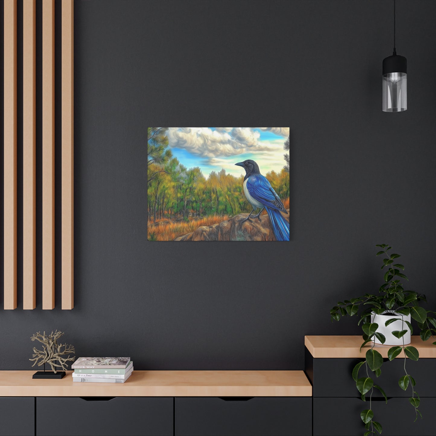 Canvas Print Blue Jay in Forest