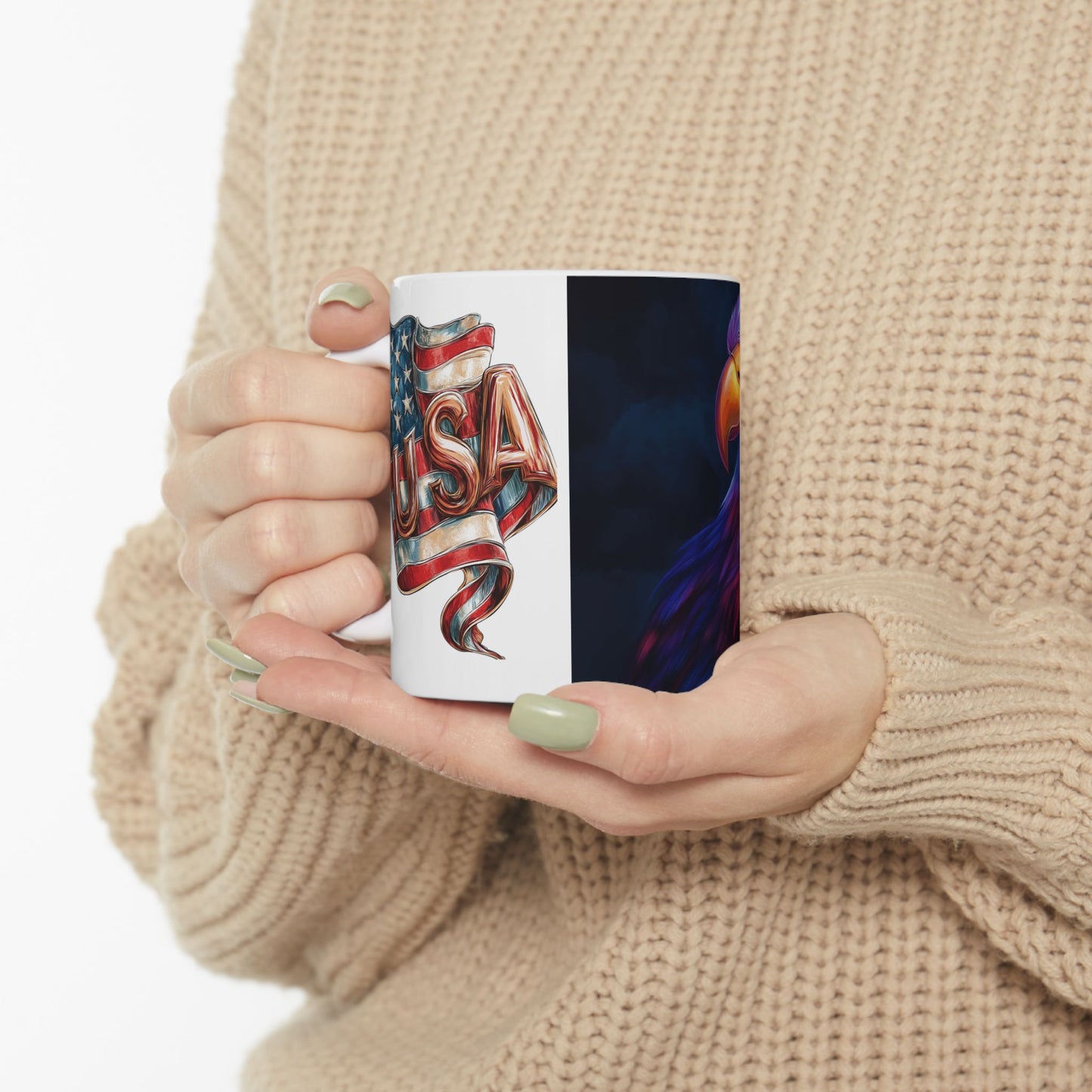 Vibrant Eagle Graphic Ceramic Mug - 11oz & 15oz | Perfect for Nature Lovers