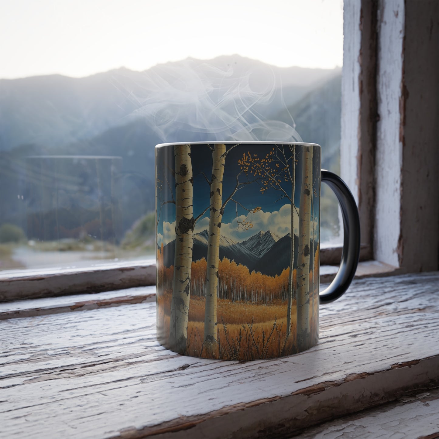 Color Morphing Mug with Aspen Trees Design - 11oz Coffee Cup for Nature Lovers