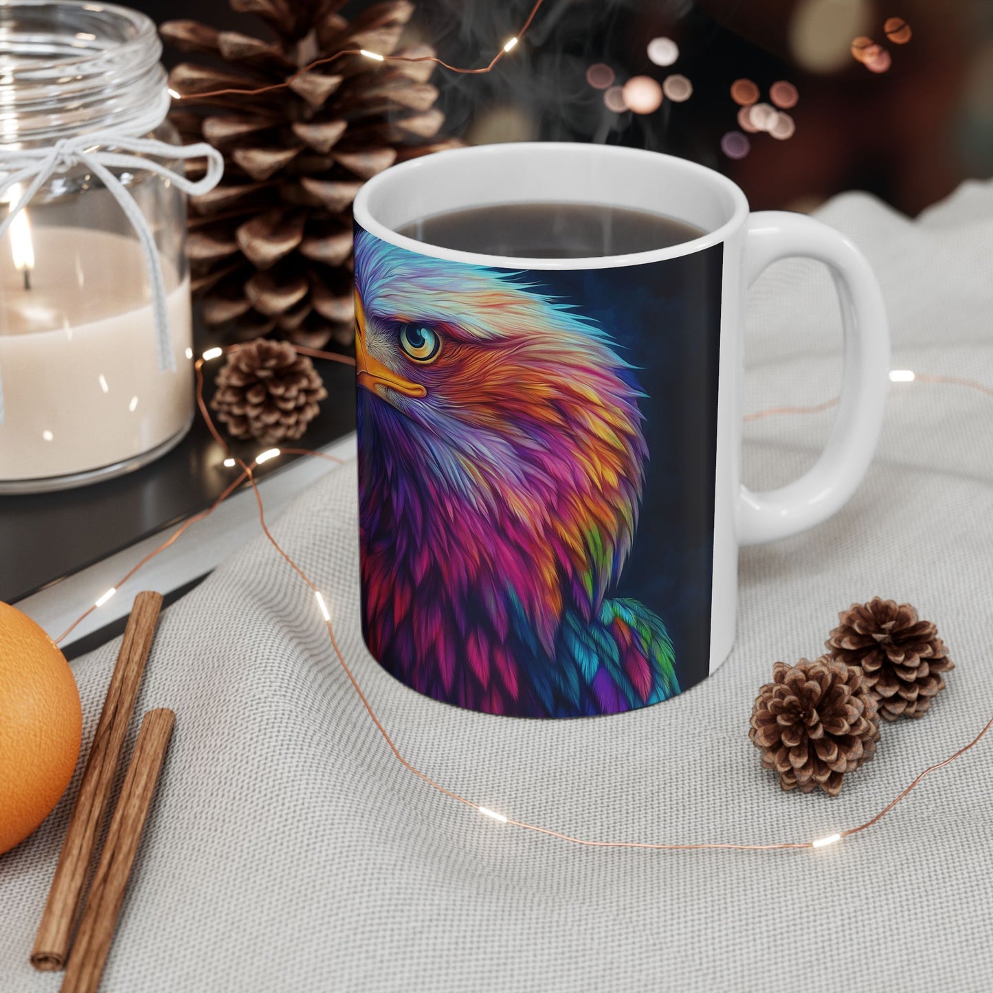 Vibrant Eagle Graphic Ceramic Mug - 11oz & 15oz | Perfect for Nature Lovers