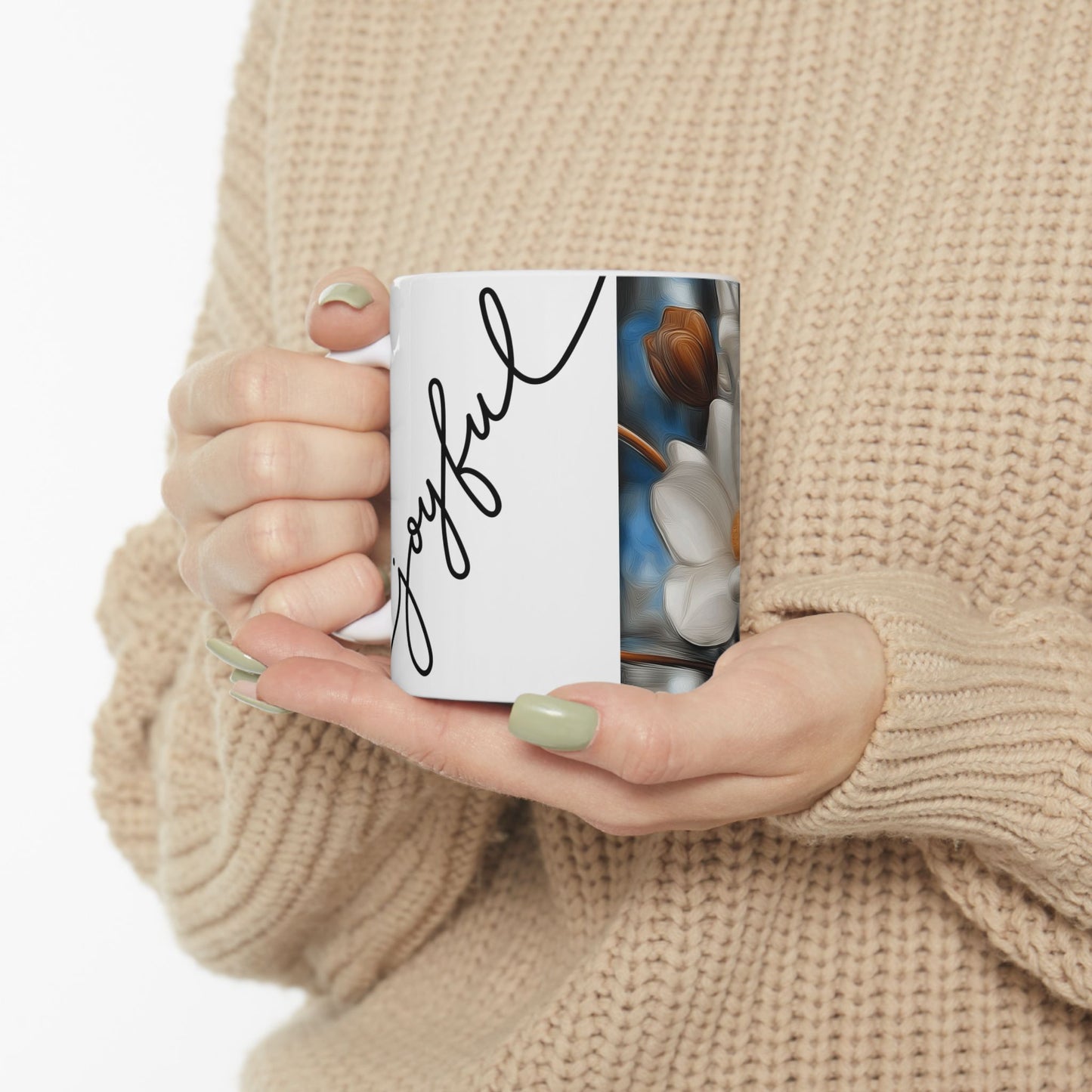 Floral Artisan Ceramic Mug - Elegant Coffee Cup for Home & Gifts