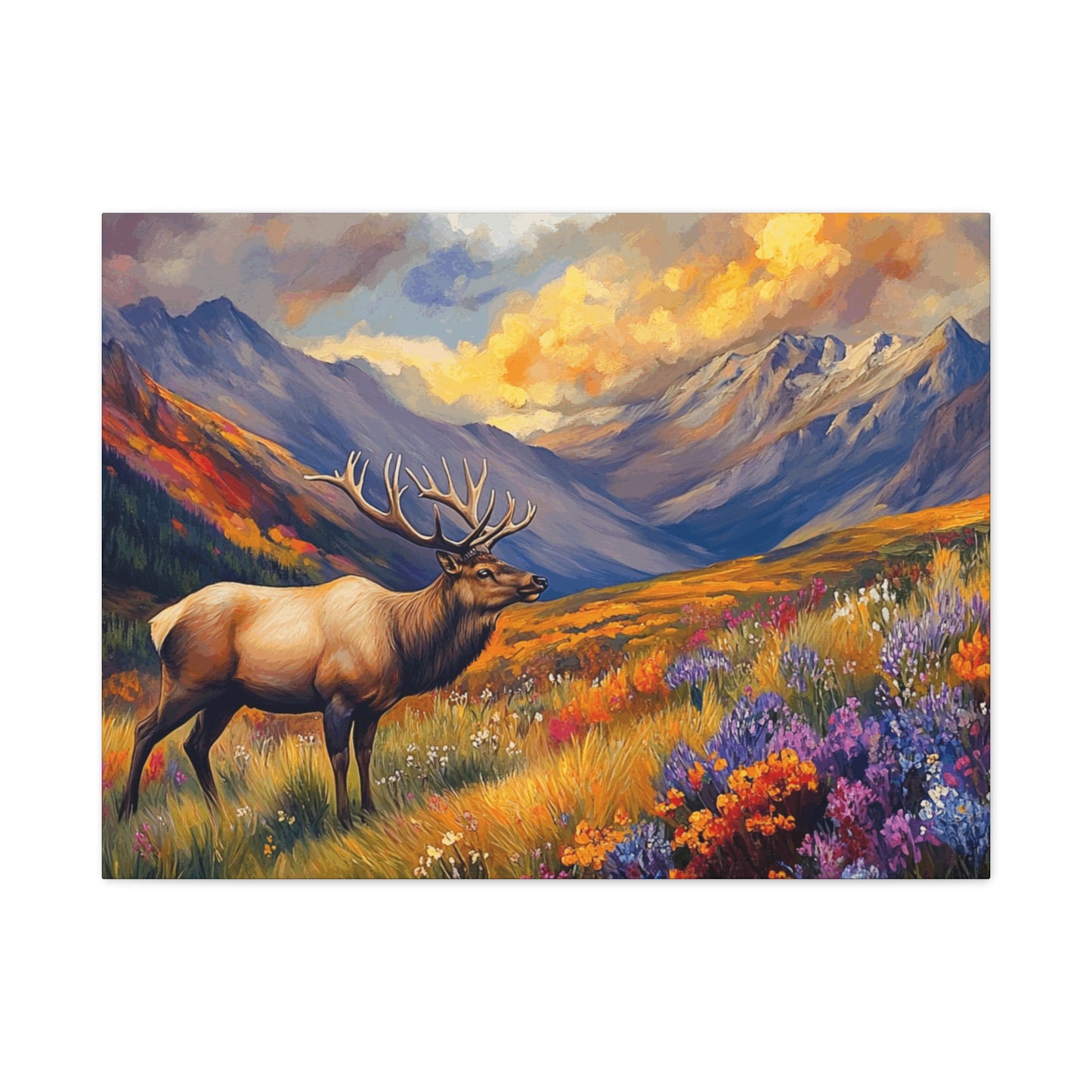 Elk Mountain Landscape Canvas Art - Nature Wall Decor