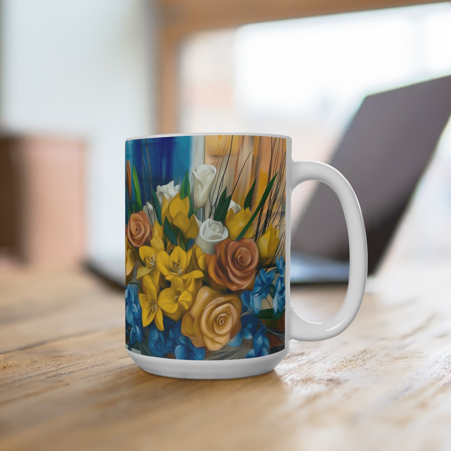 Colorful Floral Mug - 15oz - Perfect Gift for Flower Lovers and Celebrations