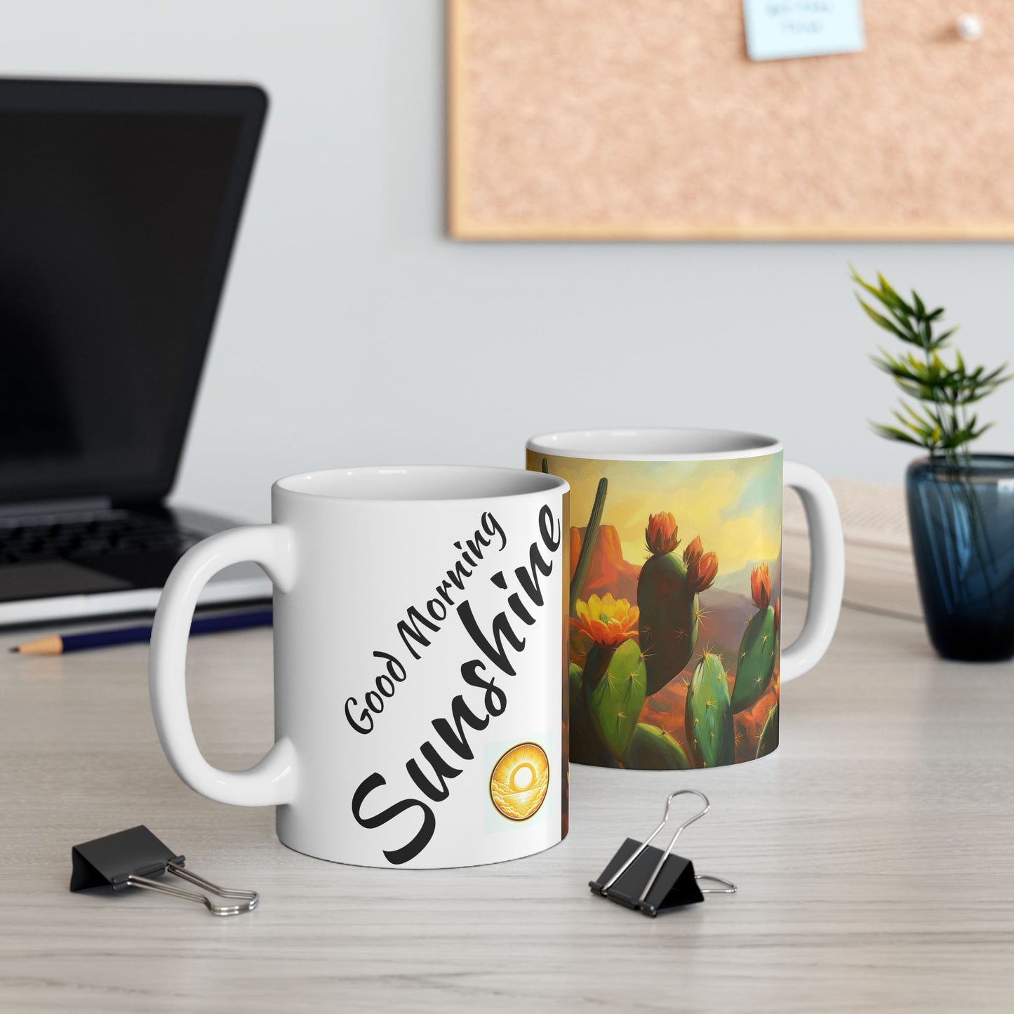 Good Morning Sunshine Ceramic Mug - Cactus Design (11oz, 15oz)