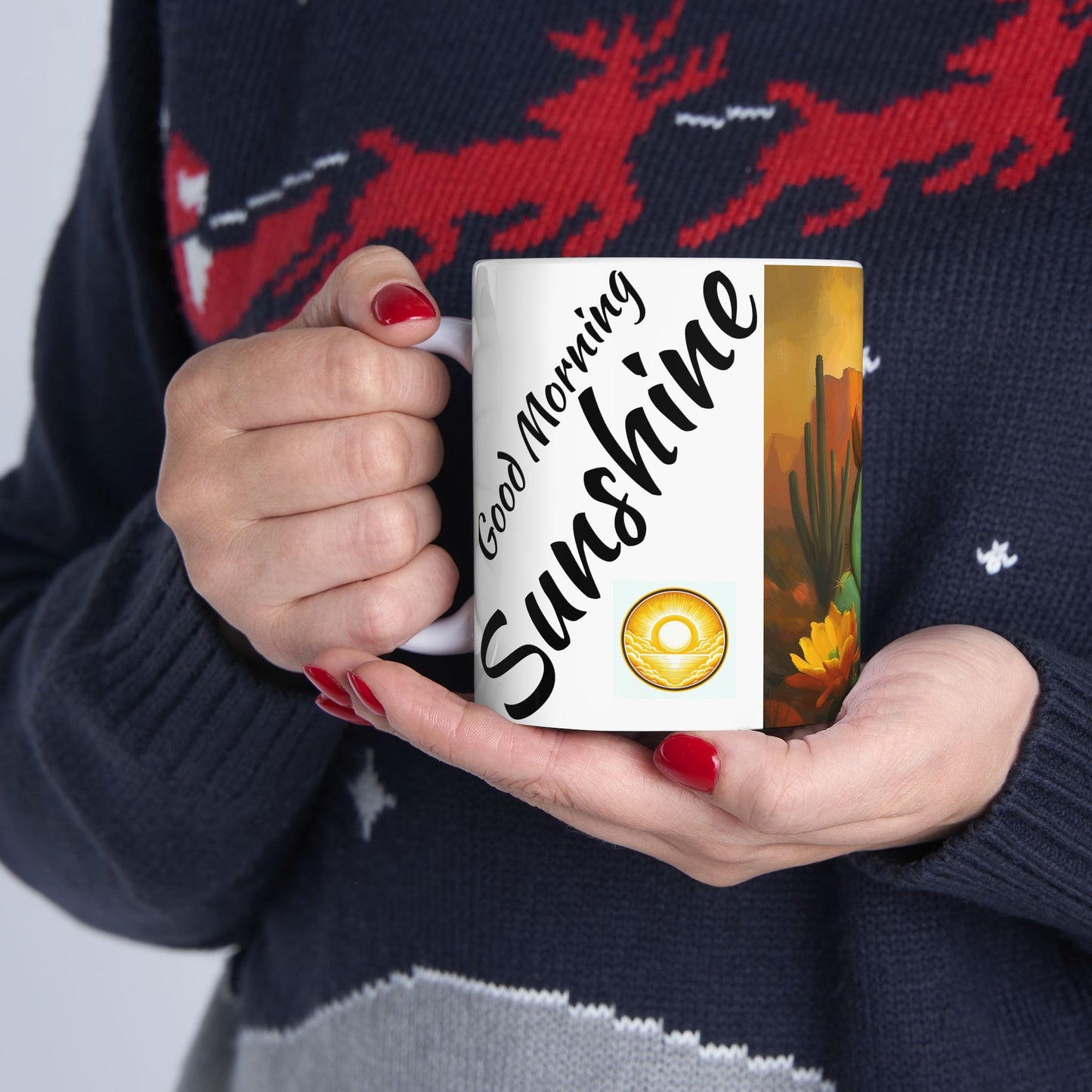 Good Morning Sunshine Ceramic Mug - Cactus Design (11oz, 15oz)