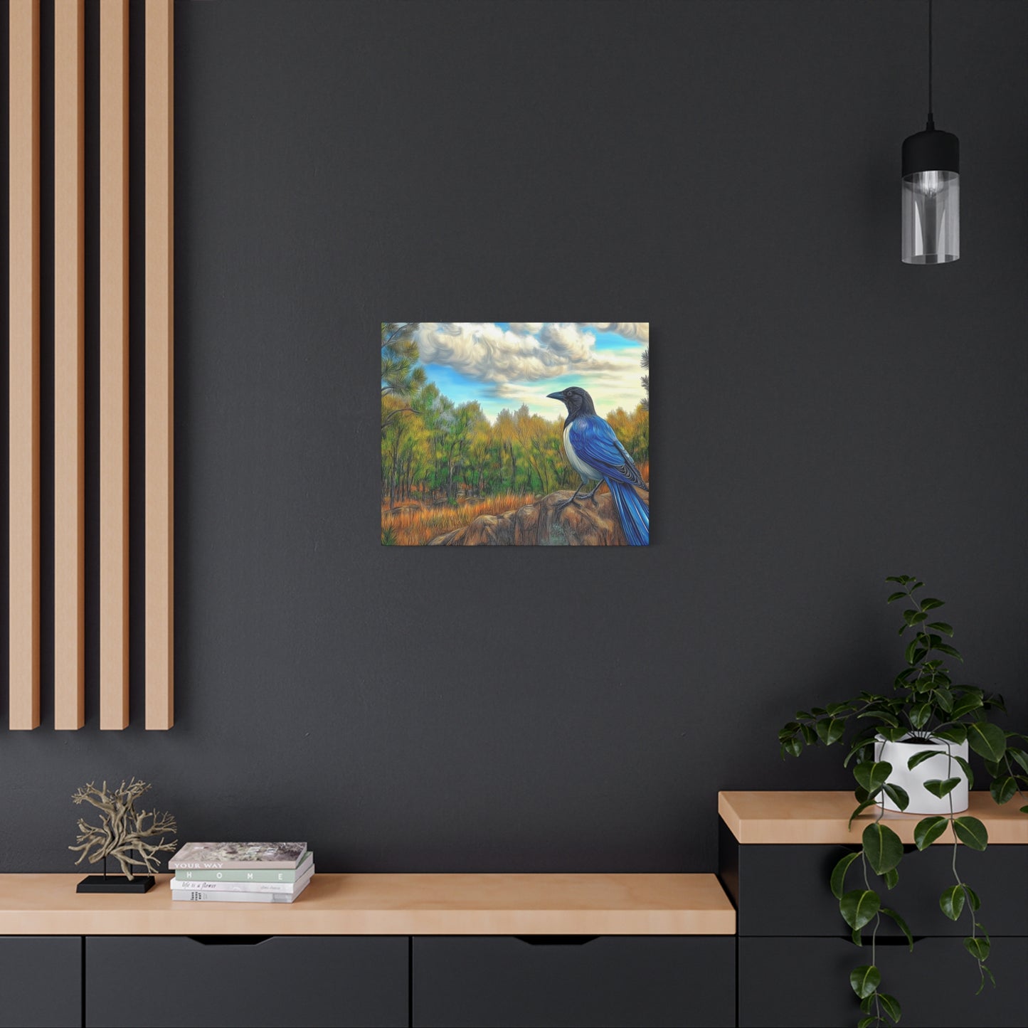 Canvas Print Blue Jay in Forest