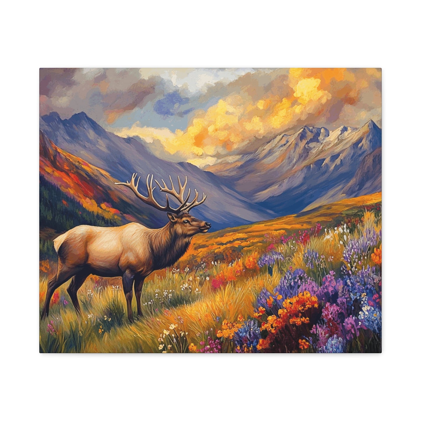 Elk Mountain Landscape Canvas Art - Nature Wall Decor